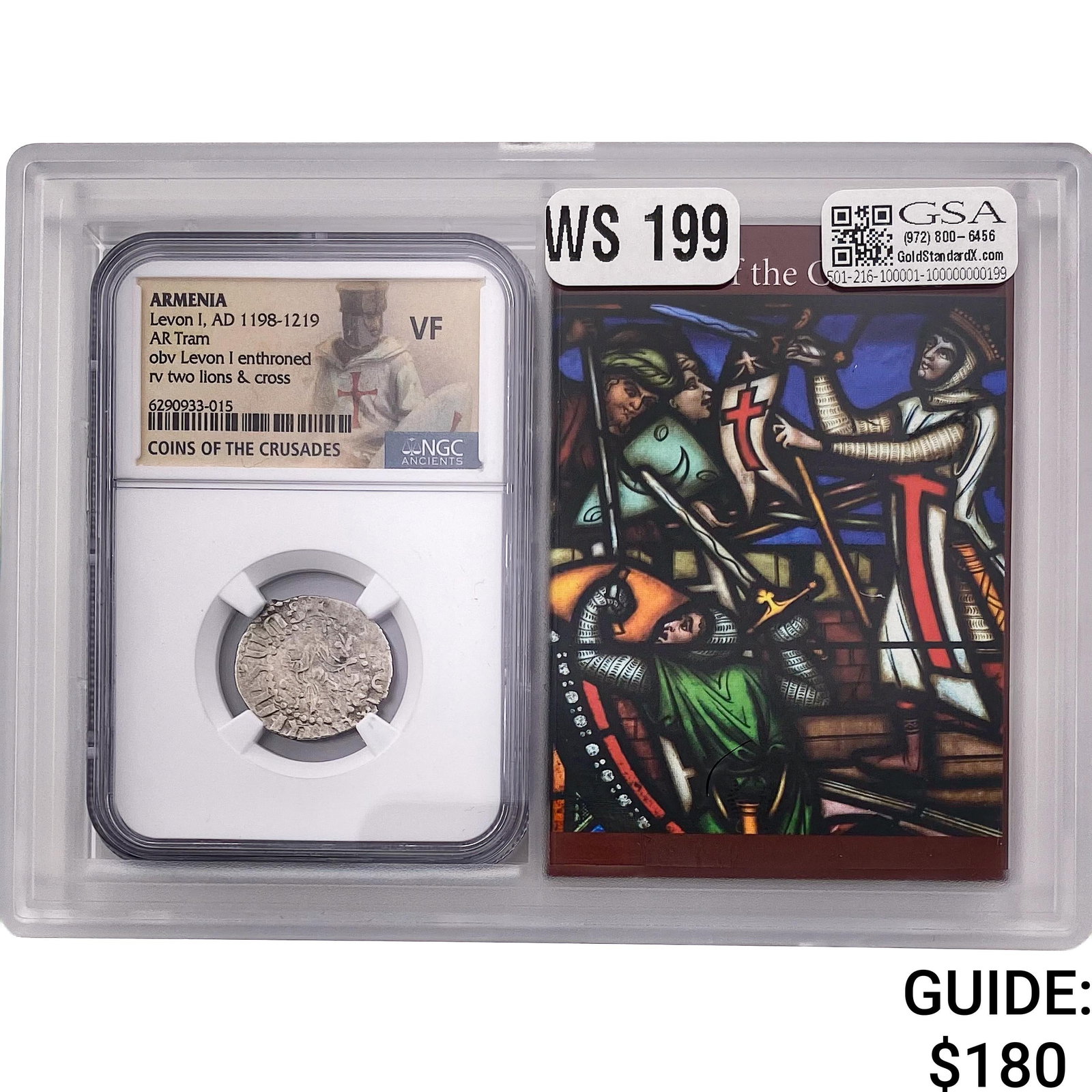 Armenia Levon I, AD 1198-1219 Silver Tram NGC VF: Armenia Levon I, AD 1198-1219 Silver Tram NGC VF