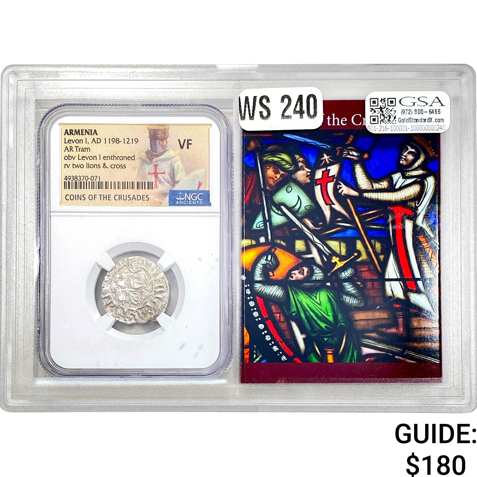 Armenia Levon I, AD 1198-1219 Silver Tram NGC VF: Armenia Levon I, AD 1198-1219 Silver Tram NGC VF