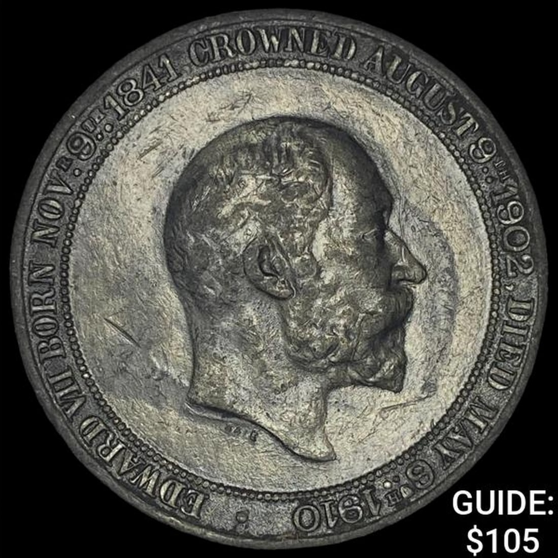1910 G. Britain Edward VII Silver Death Medal CHOICE AU (1 of 2)