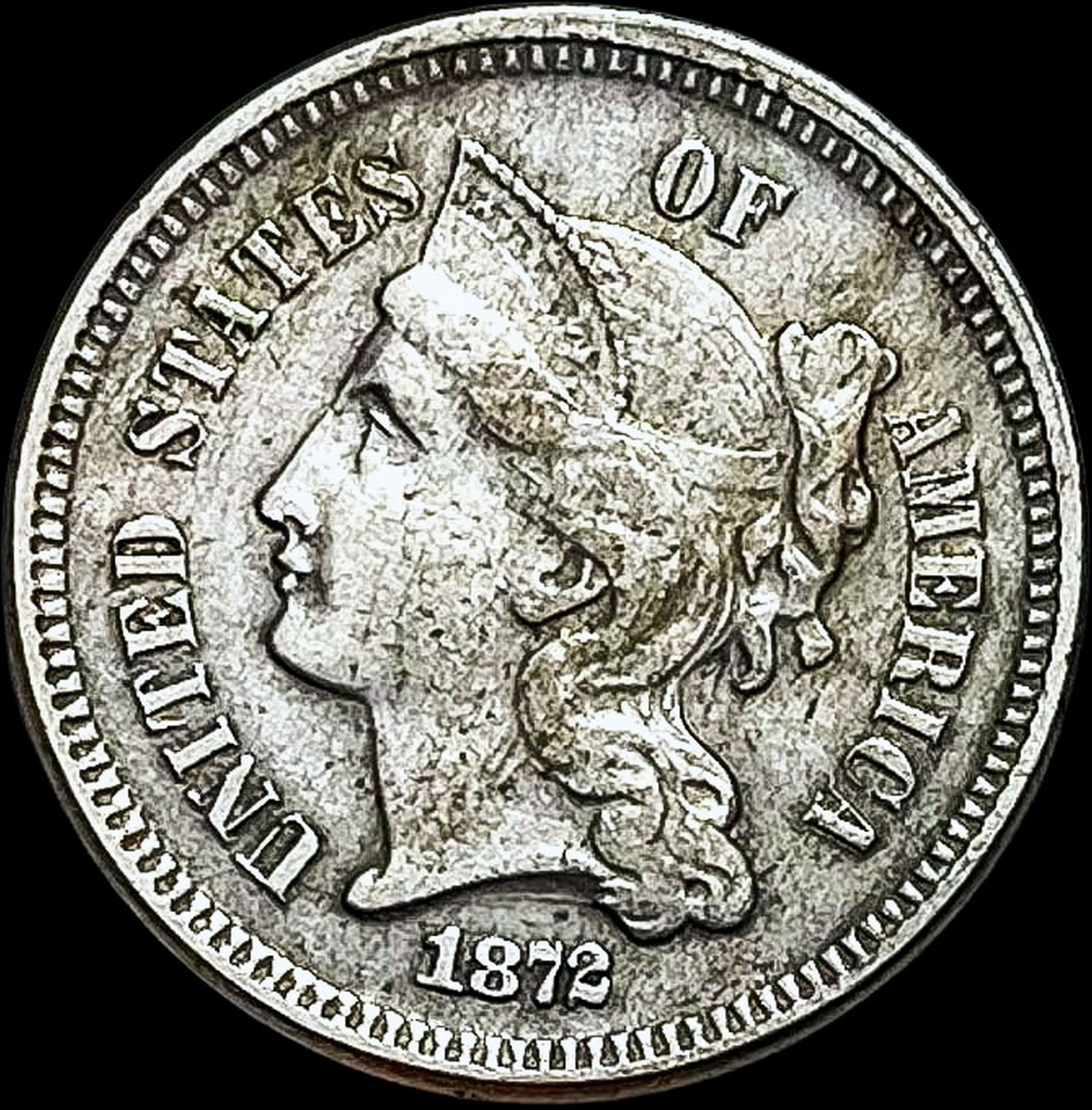 1872 Nickel Three-Cent Piece NEARLY UNCIRCULATED (1 of 2)