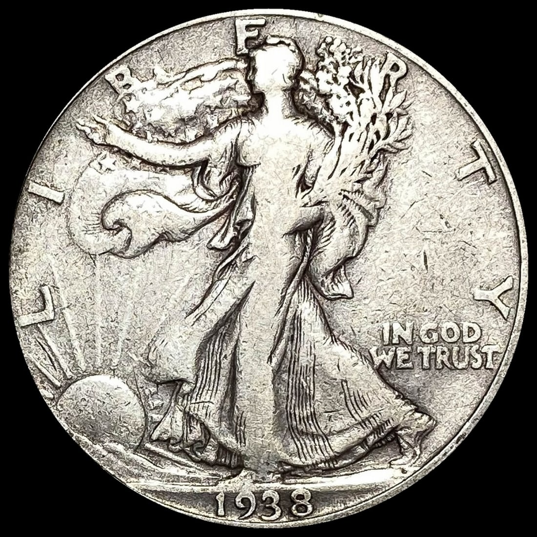 1938-D Silver Walking Liberty Half Dollar  LIGHTLY CIRCULATED (1 of 2)