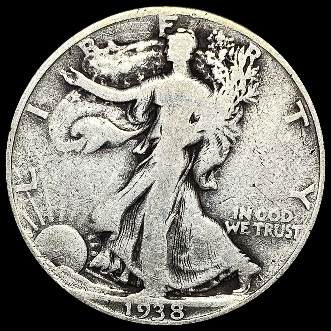 1938-D Silver Walking Liberty Half Dollar  LIGHTLY CIRCULATED (1 of 2)