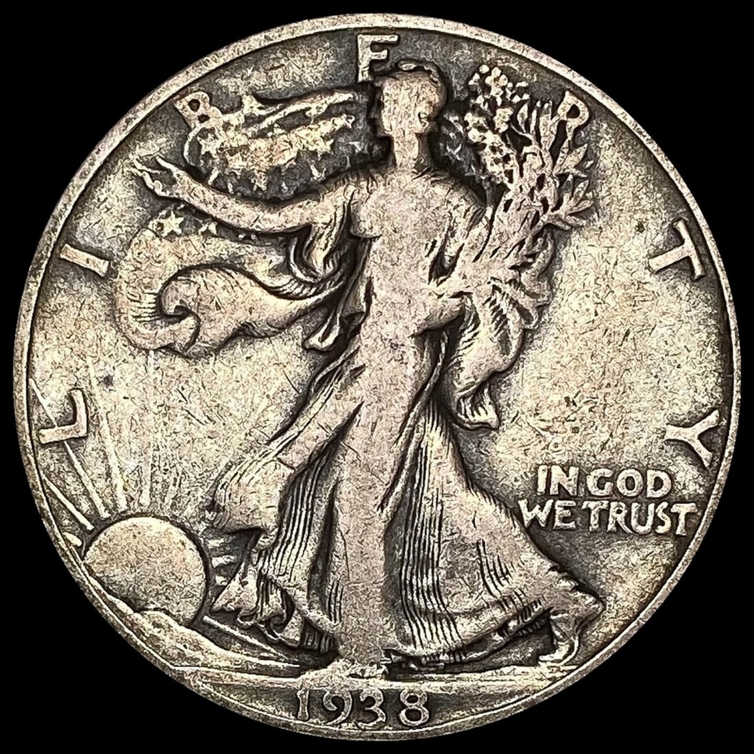 1938-D Silver Walking Liberty Half Dollar  LIGHTLY CIRCULATED (1 of 2)