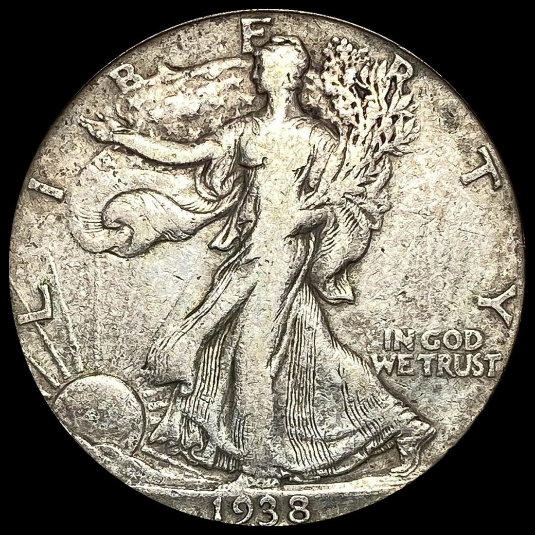 1938-D Silver Walking Liberty Half Dollar  LIGHTLY CIRCULATED (1 of 2)
