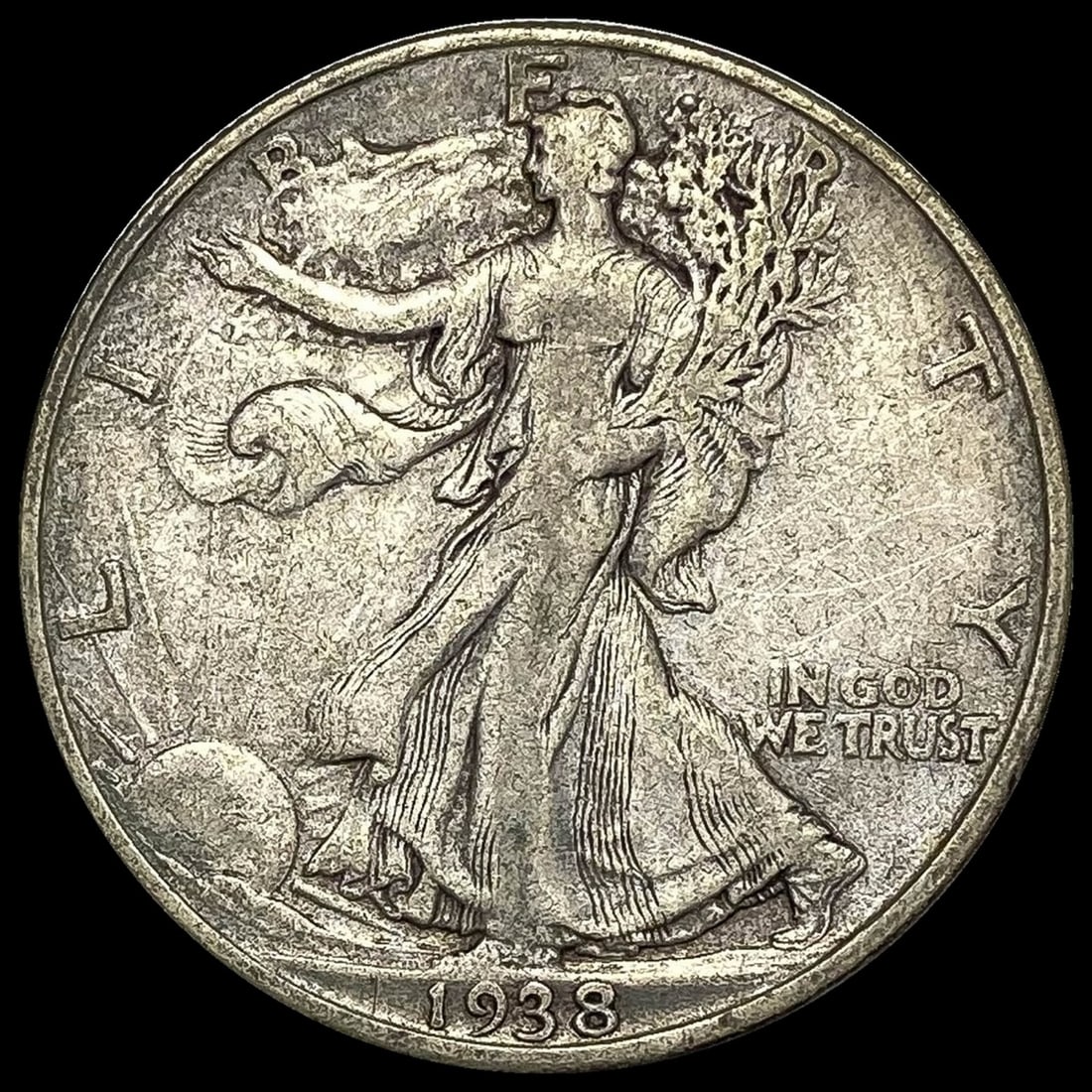 1938-D Silver Walking Liberty Half Dollar  LIGHTLY CIRCULATED (1 of 2)