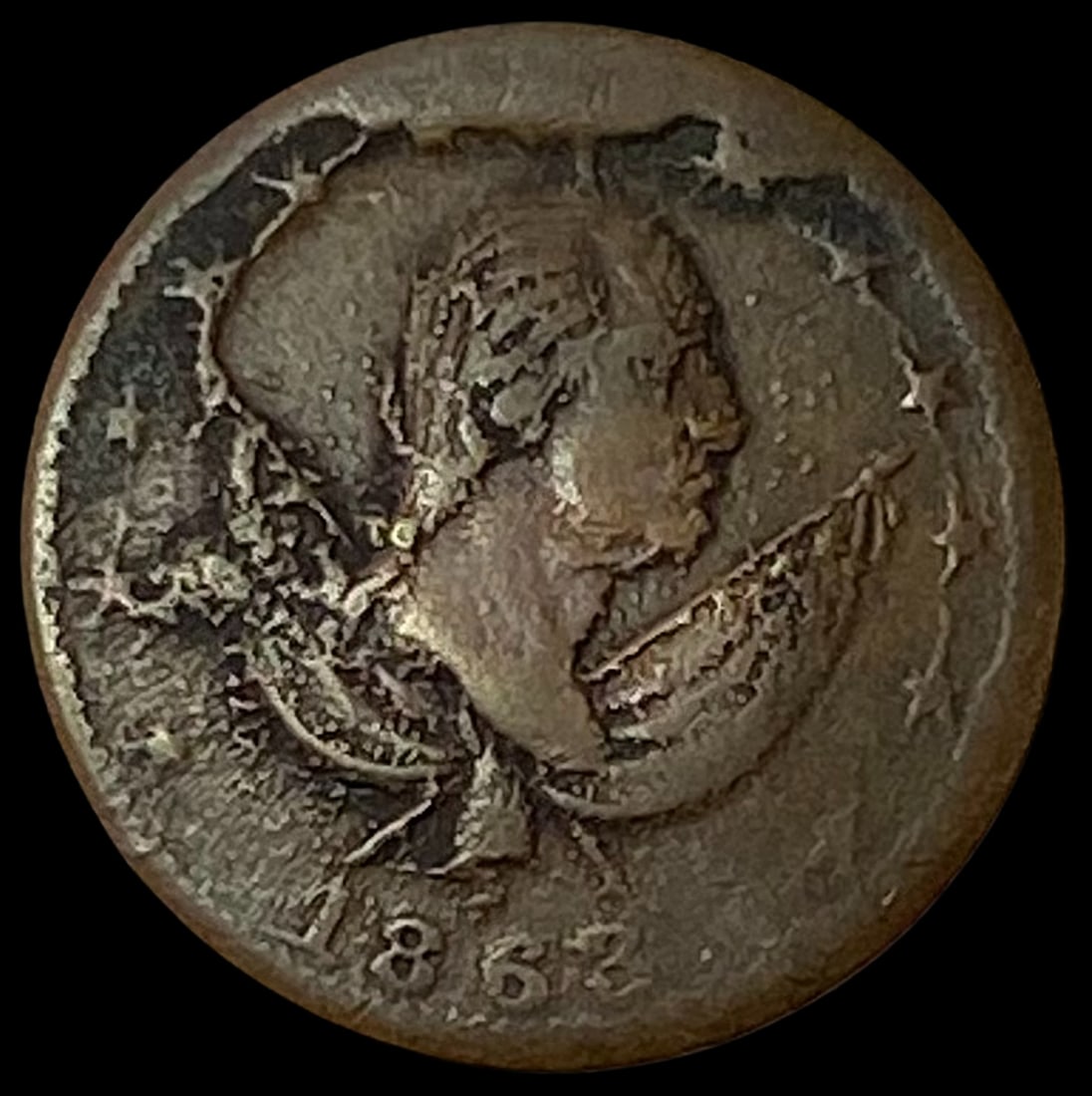 1863 Civil War Token - "Exchange" Reverse  LIGHTLY CIRCULATED (1 of 2)