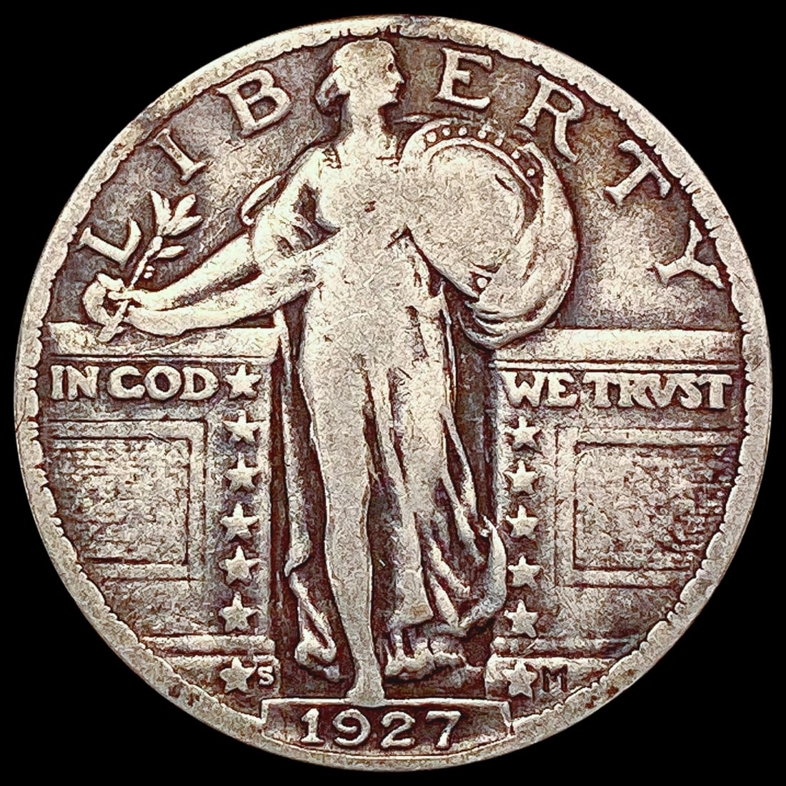 1927-S Standing Liberty Quarter NICELY CIRCULATED: 1927-S Standing Liberty Quarter NICELY CIRCULATED