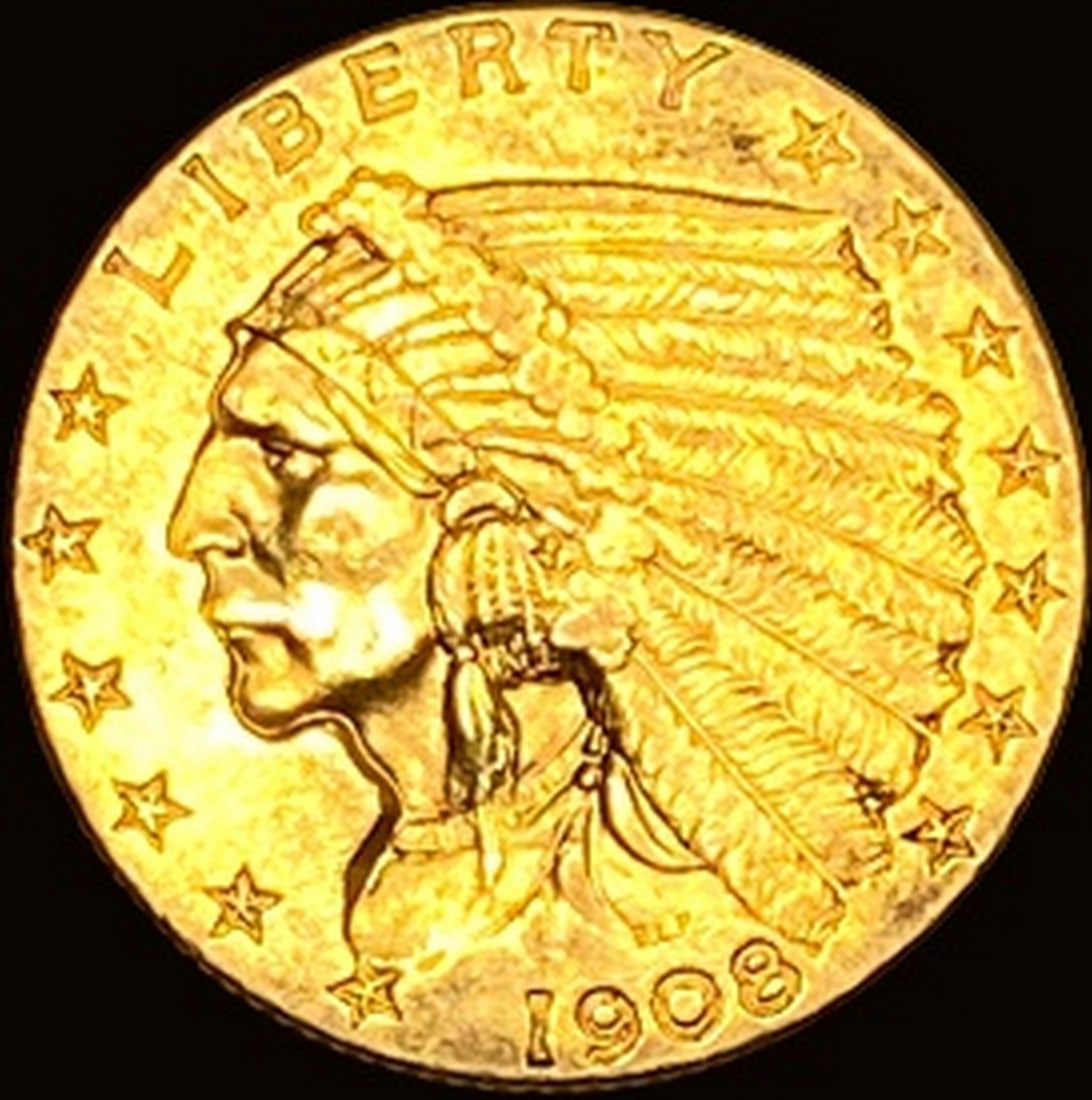 1908 Indian Head $2.5 Gold Quarter Eagle  CLOSELY UNCIRCULATED (1 of 2)
