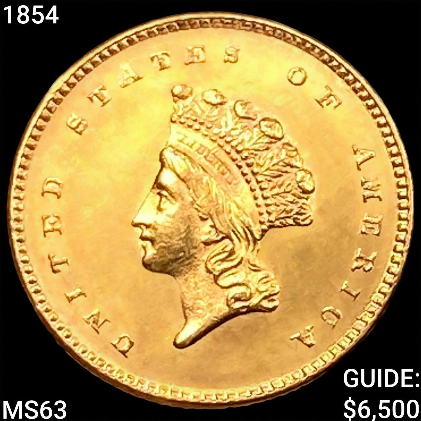 1854 Rare Gold Dollar CHOICE BU (1 of 2)