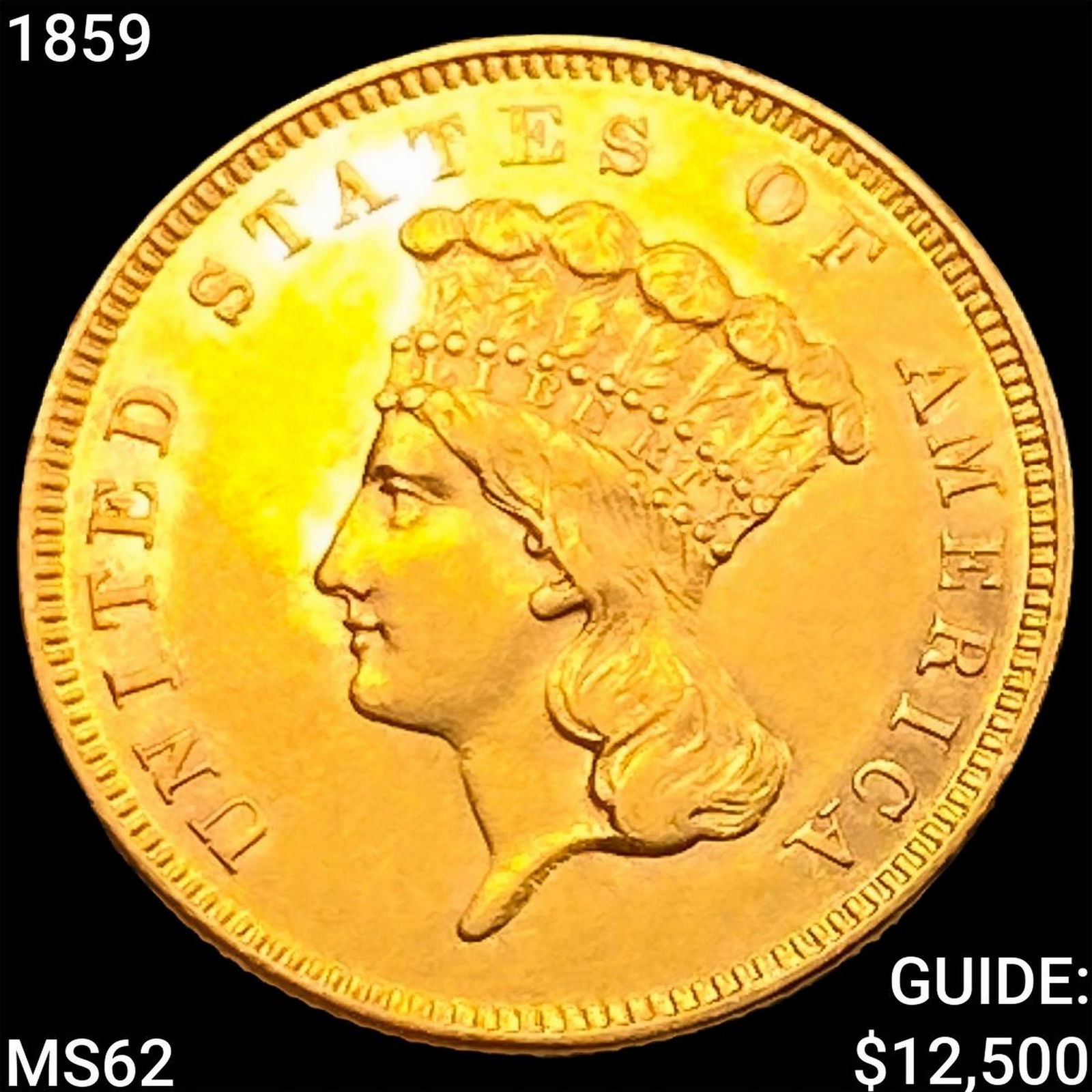 1859 $3 Gold Piece UNCIRCULATED (1 of 2)