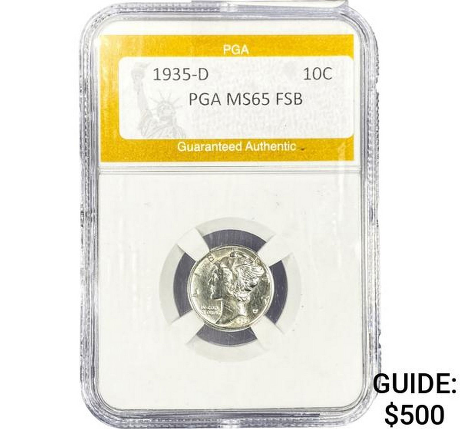 1935-D Mercury Silver Dime PGA MS65 FSB (1 of 2)