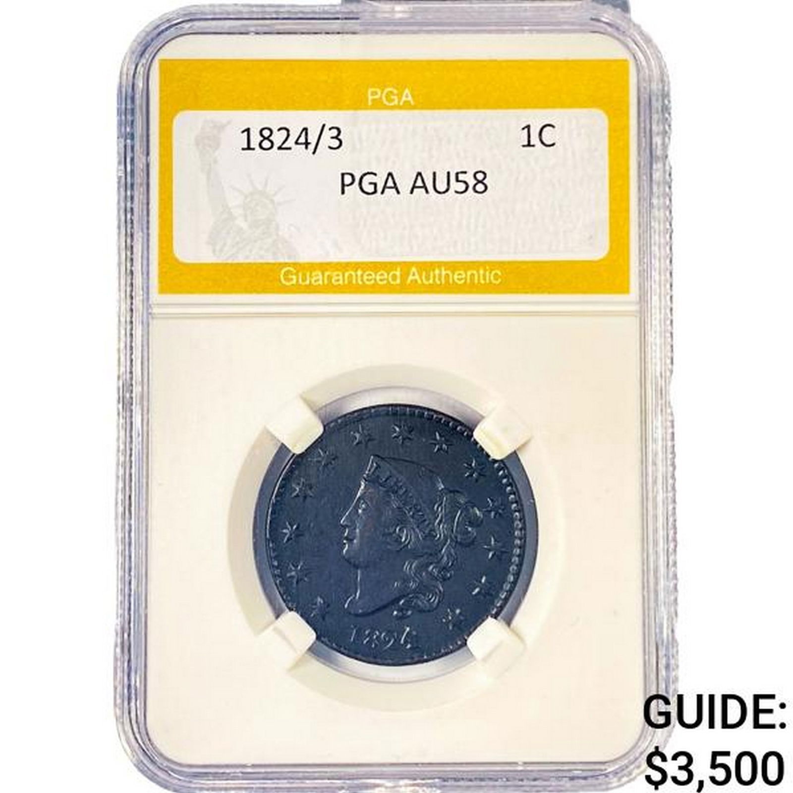 1824/3 Coronet Head Large Cent PGA AU58 (1 of 2)