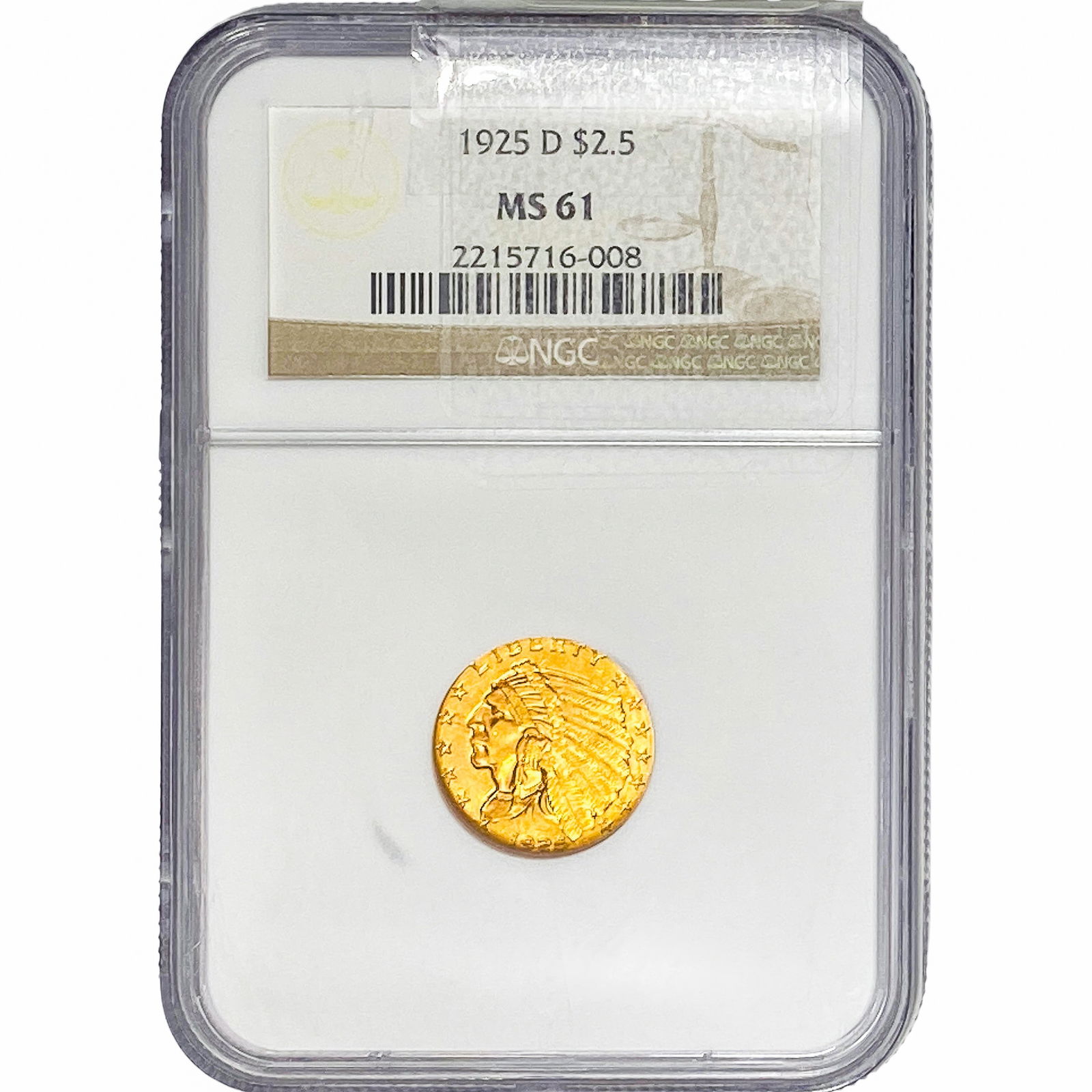 1925-D $2.50 Gold Quarter Eagle NGC MS61 (1 of 2)