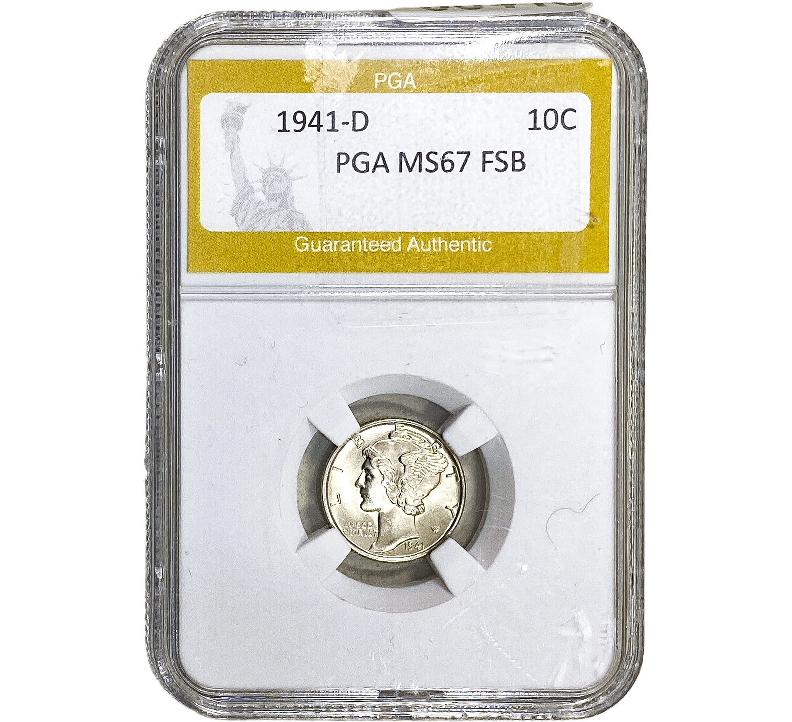 1941-D Mercury Silver Dime PGA MS67 FSB: 1941-D Mercury Silver Dime PGA MS67 FSB