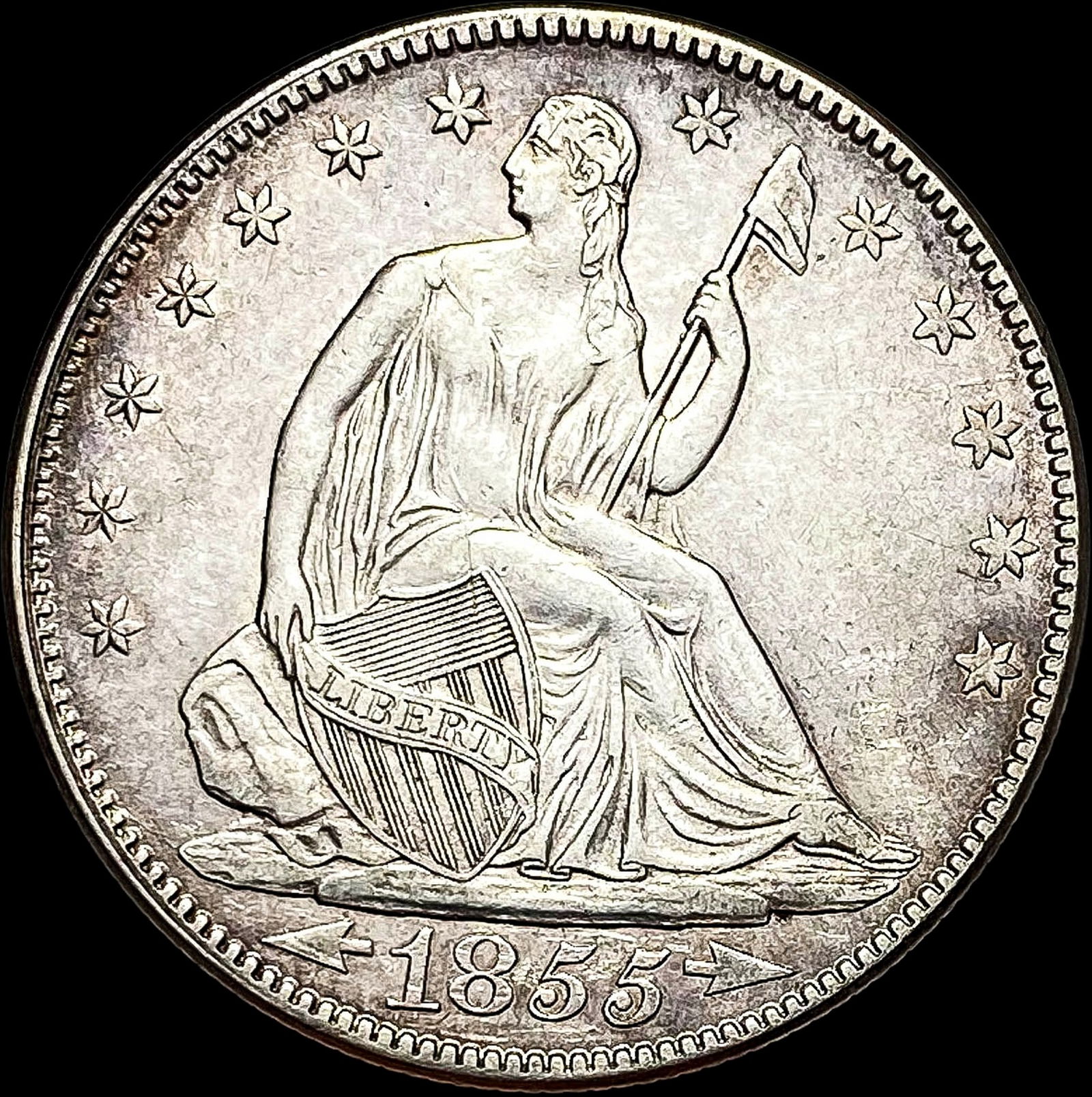 1855 Arrows Seated Liberty Half Dollar CLOSELY UNCIRCULATED (1 of 2)