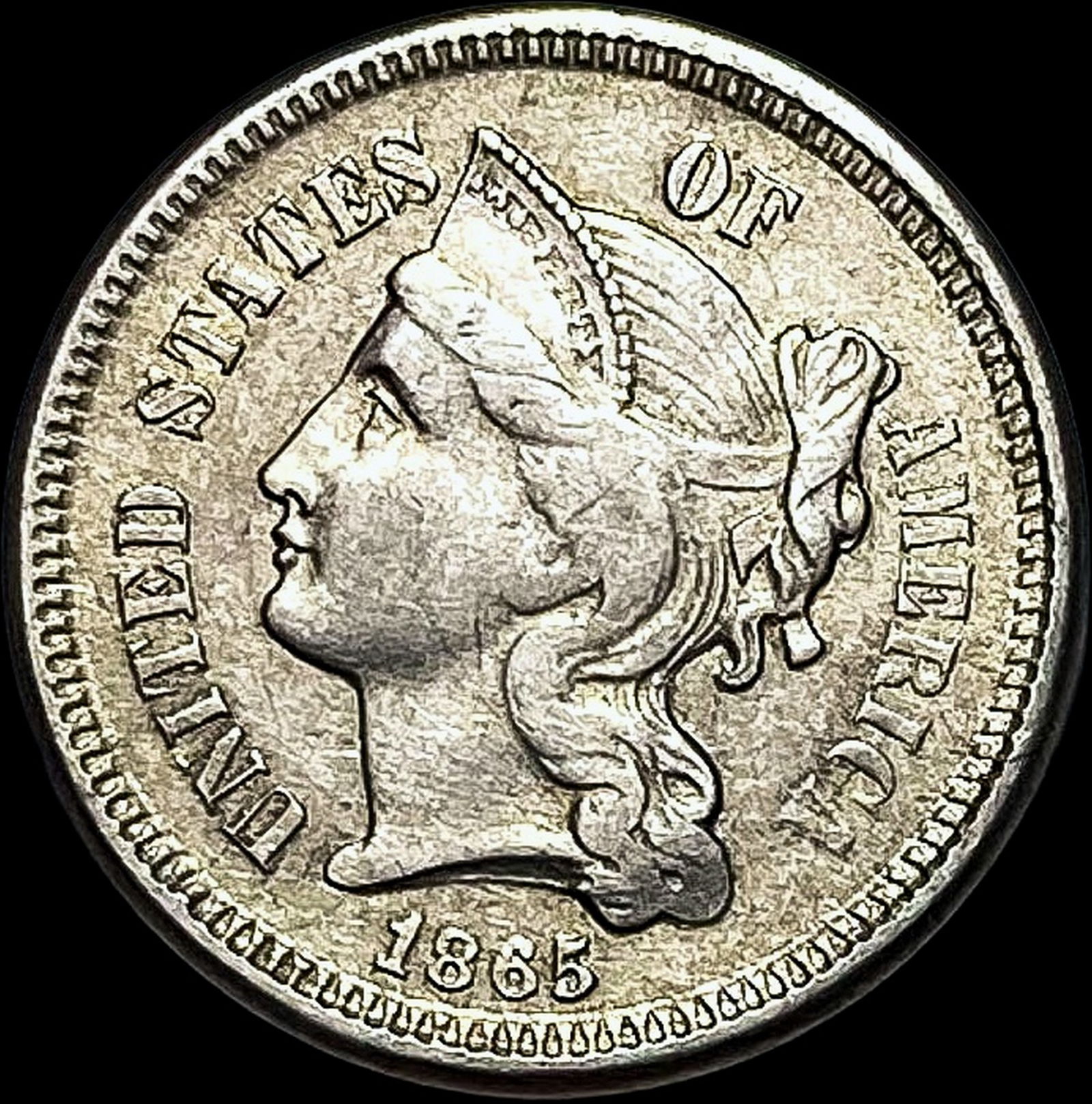 1865 Nickel Three-Cent Piece CLOSELY UNCIRCULATED (1 of 2)