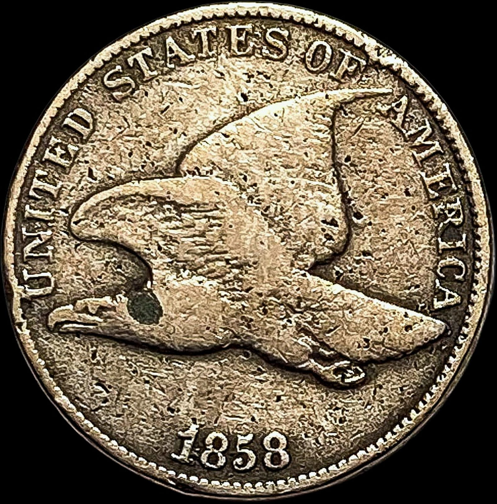1858 Copper-Nickel Flying Eagle Cent NICELY CIRCULATED (1 of 2)