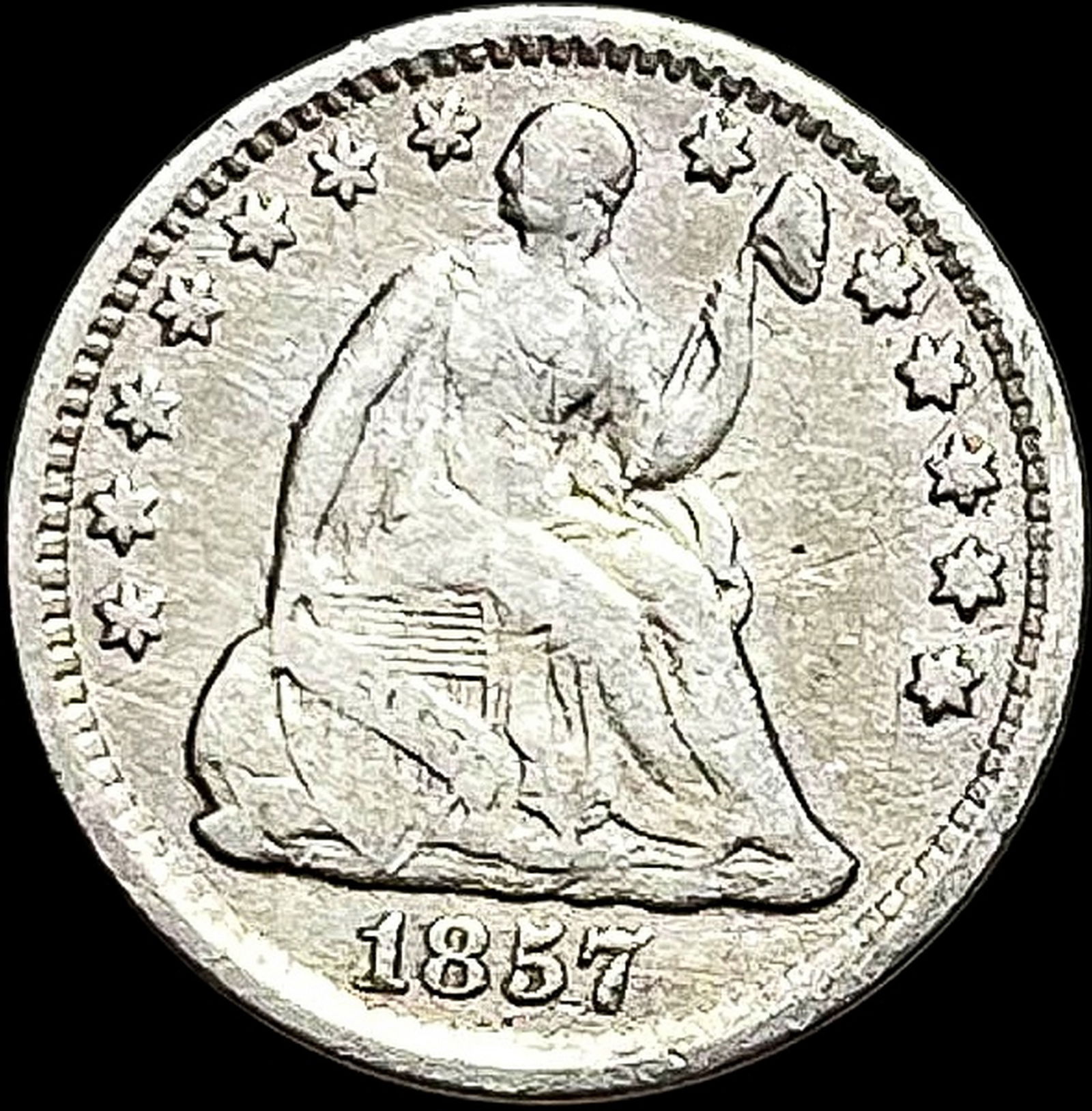 1857 Seated Liberty Half Dime LIGHTLY CIRCULATED (1 of 2)