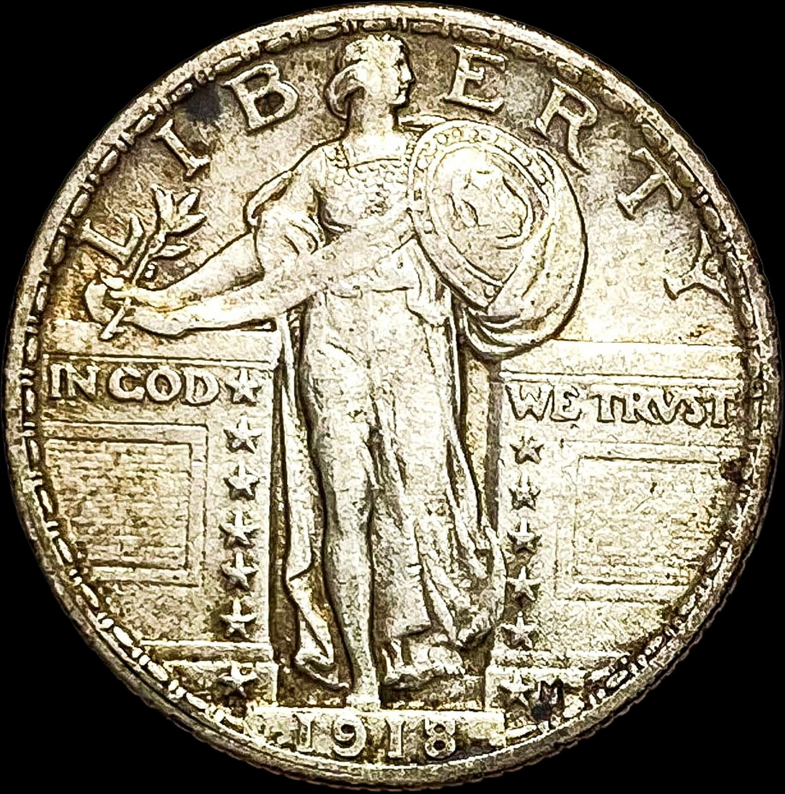 1918 Silver Standing Liberty Quarter CLOSE UNC: 1918 Silver Standing Liberty Quarter CLOSE UNC
