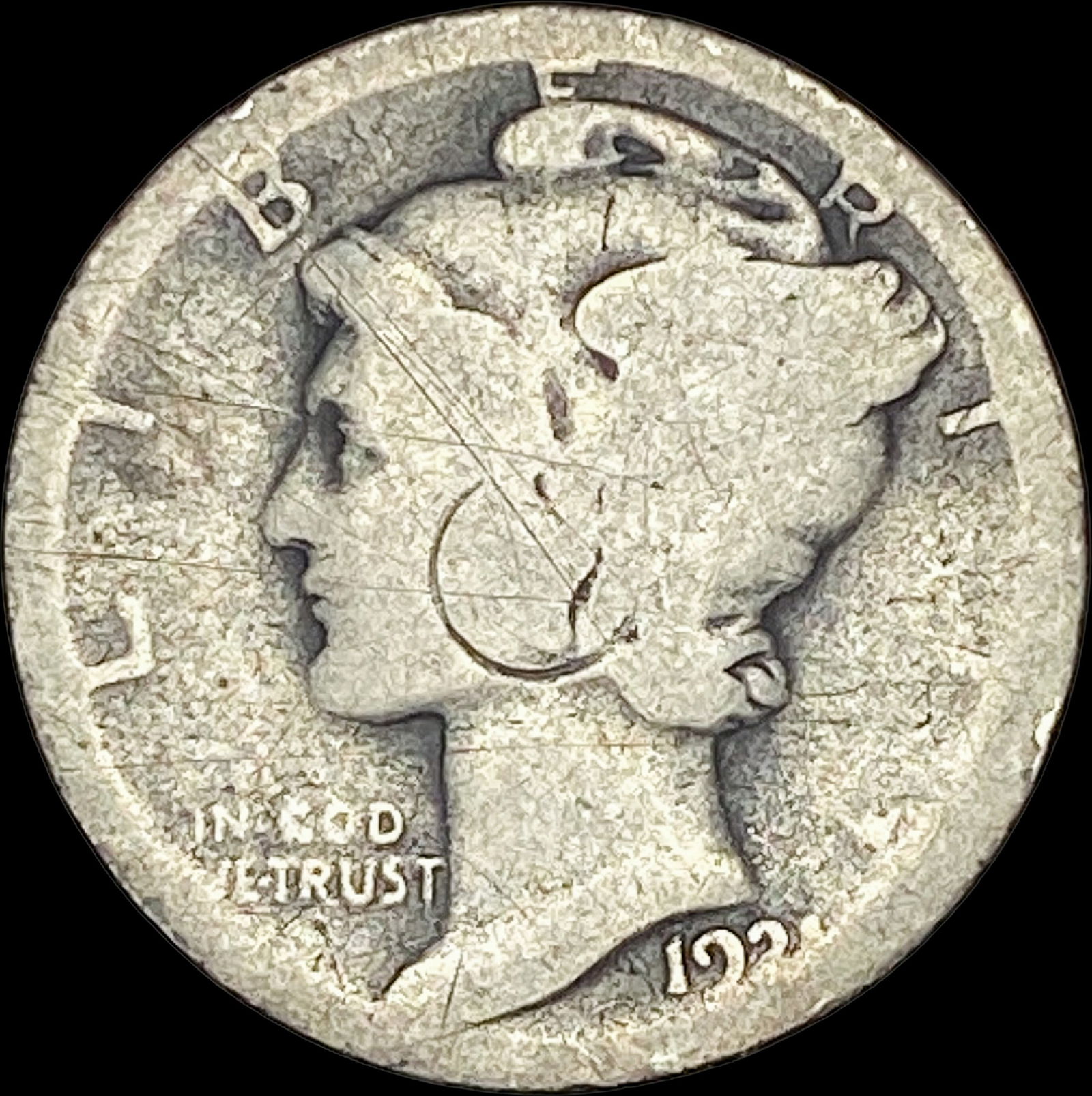 1921 Silver Mercury Dime NICELY CIRCULATED (1 of 2)