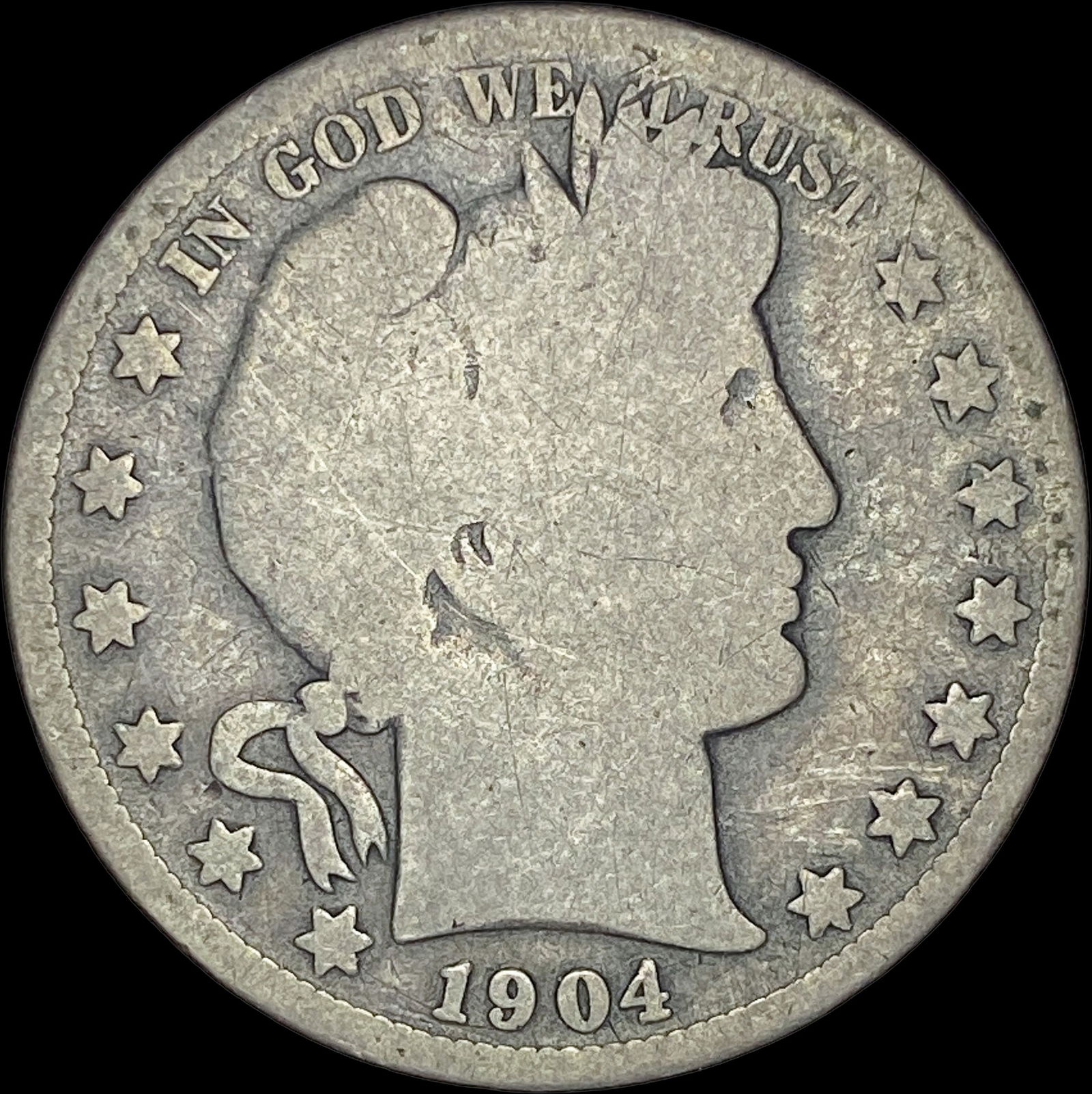 1904-S Silver Barber Half Dollar   NICELY CIRCULATED (1 of 2)