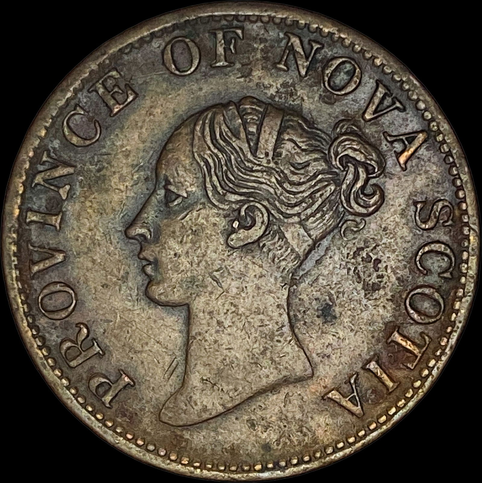1840 Nova Scotia Halfpenny Token  CLOSELY UNCIRCULATED (1 of 2)
