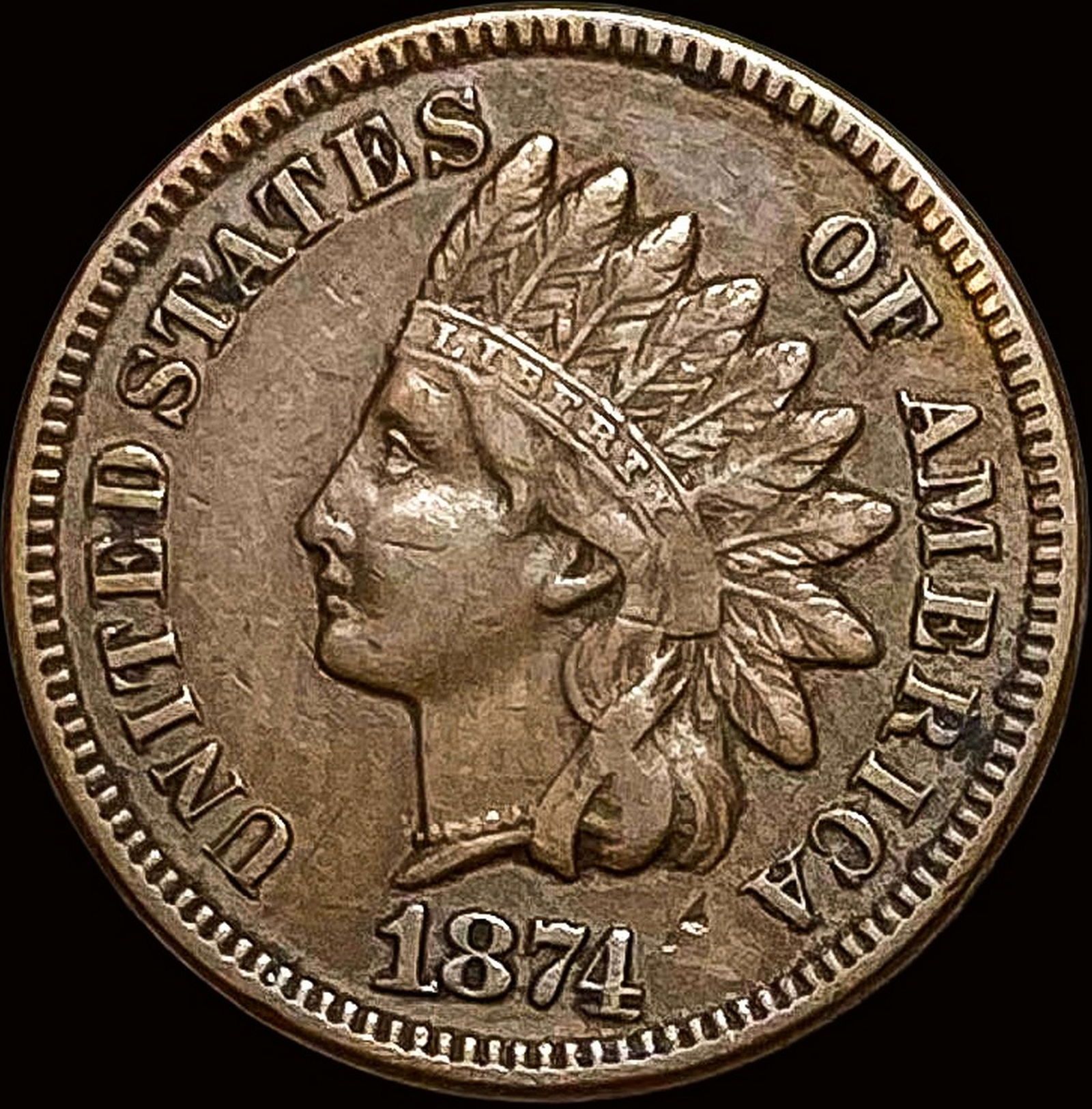 1874 Indian Head Cent NEARLY UNCIRCULATED (1 of 2)