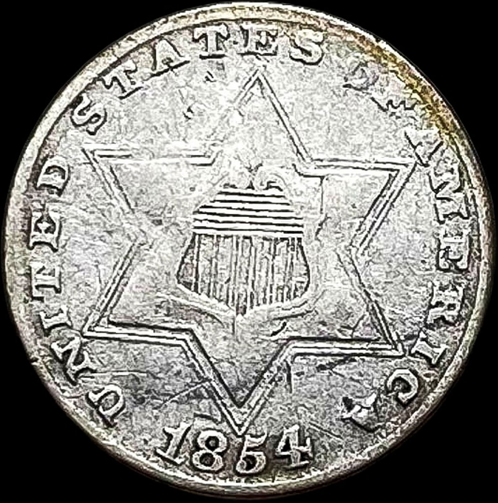 1854 Silver Three-Cent Piece LIGHTLY CIRCULATED (1 of 2)