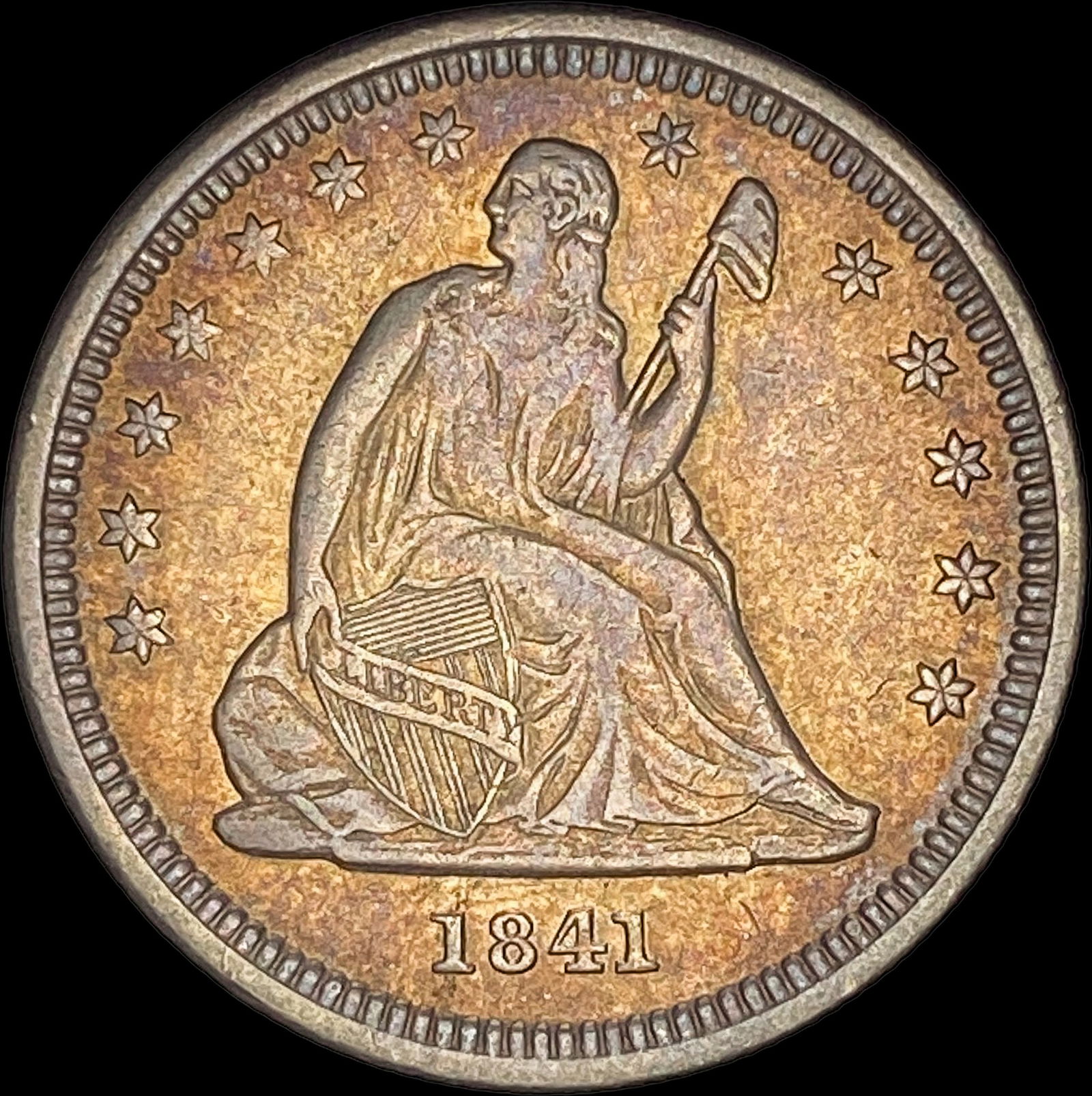 1841-O Silver Seated Liberty Quarter  NEARLY UNCIRCULATED (1 of 2)