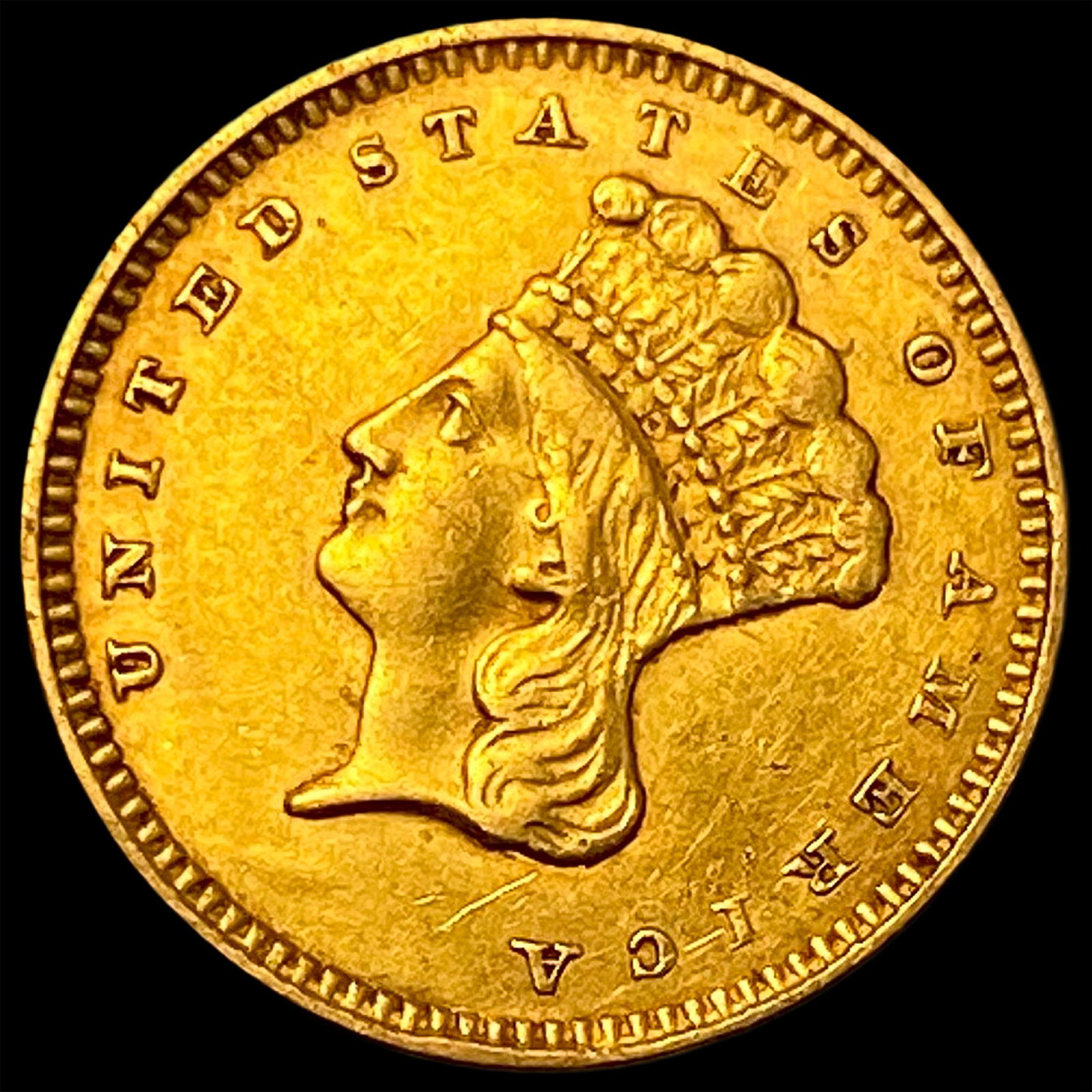 1857 Gold $1 Indian Head Type 3 CLOSELY UNCIRCULATED (1 of 2)