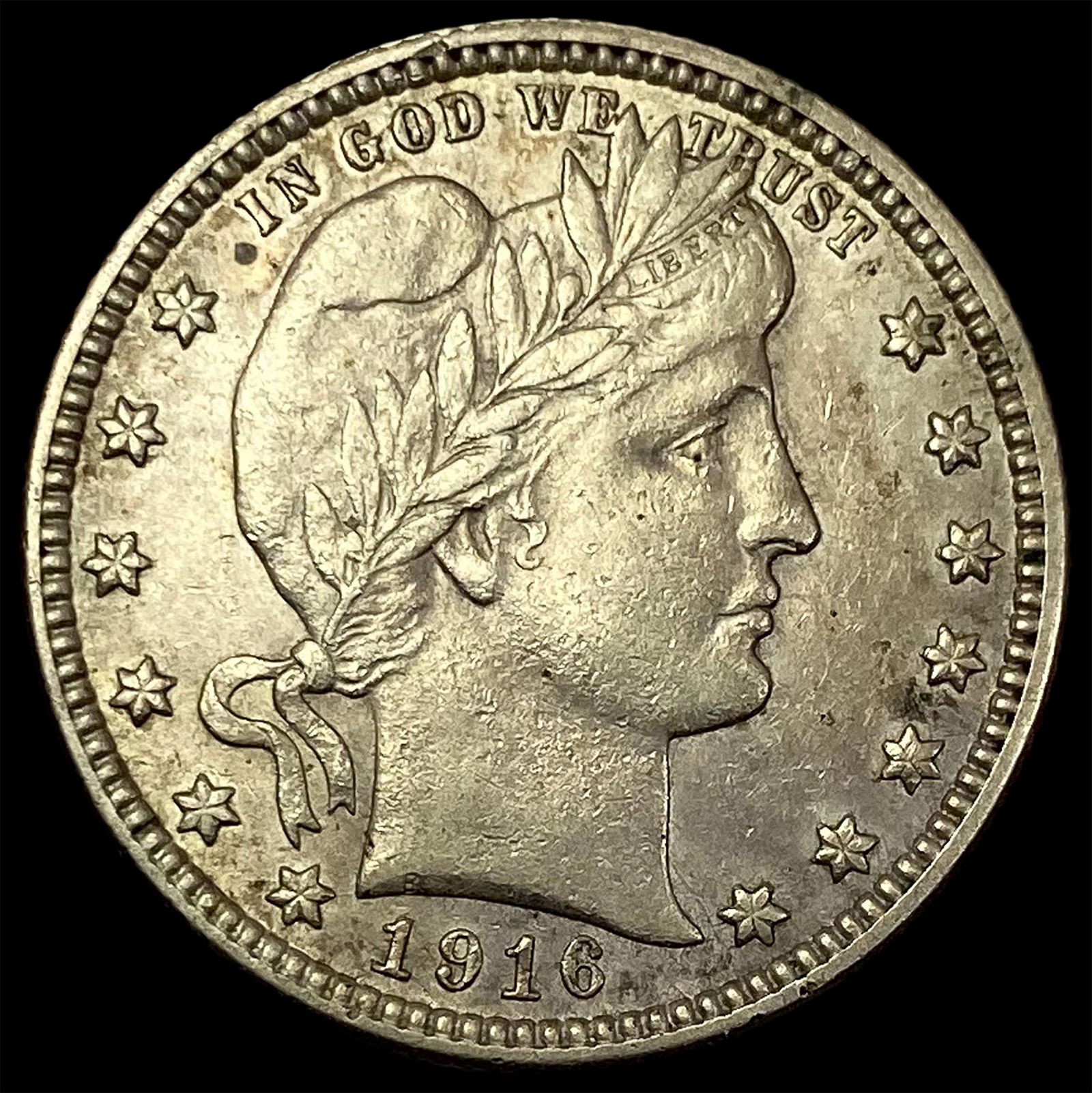 1916-D Silver Barber Quarter  LIGHTLY CIRCULATED (1 of 2)