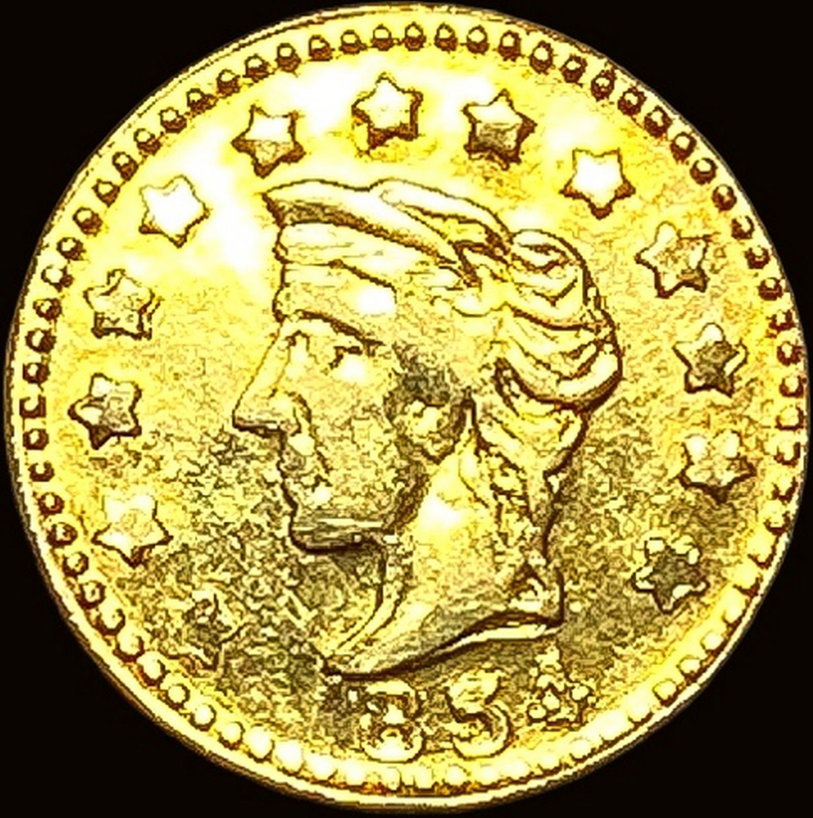 1854 California Gold 25 Cents Token HIGH GRADE (1 of 2)