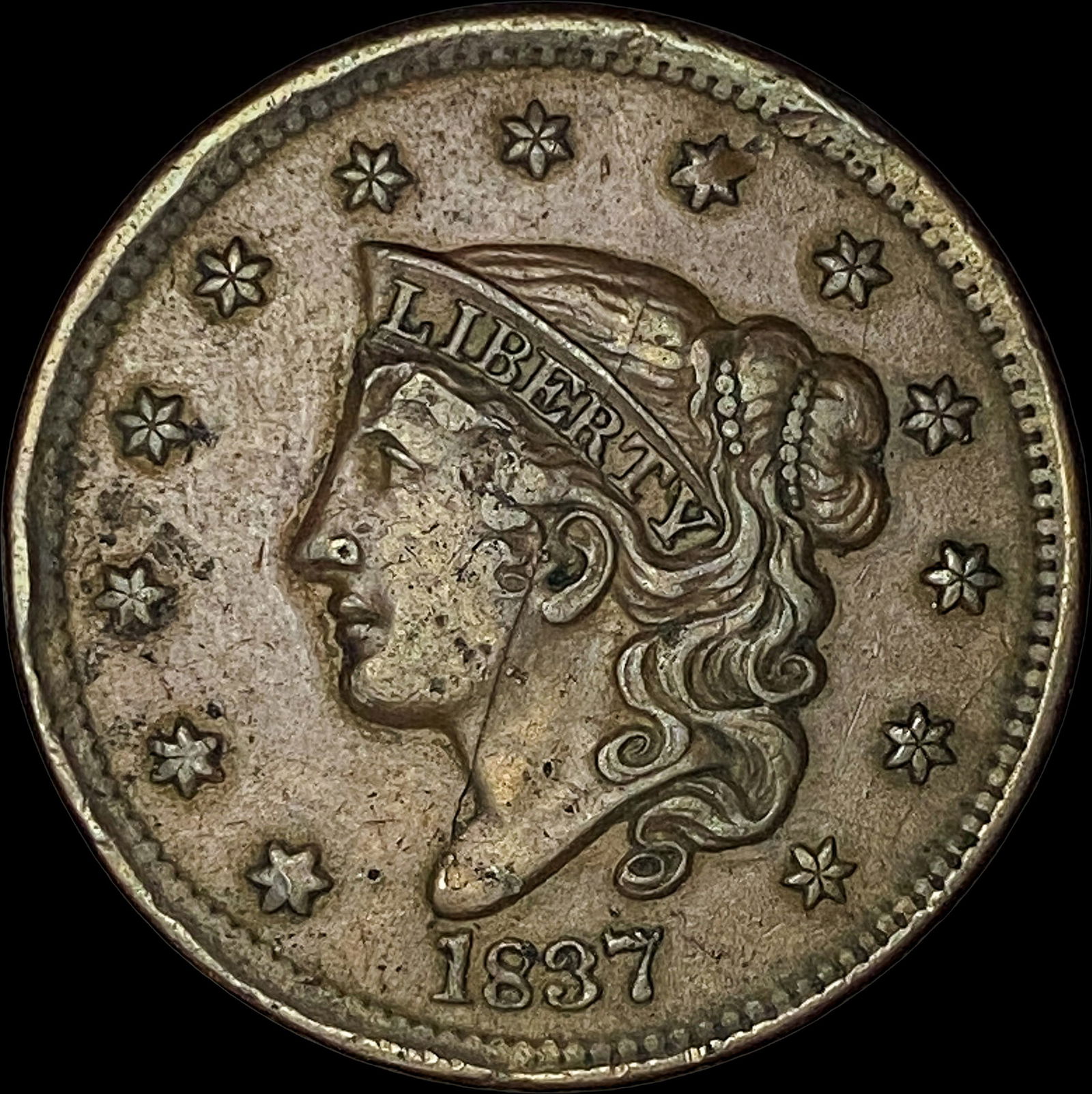 1837 Coronet Head Large Cent NEARLY UNCIRCULATED (1 of 2)