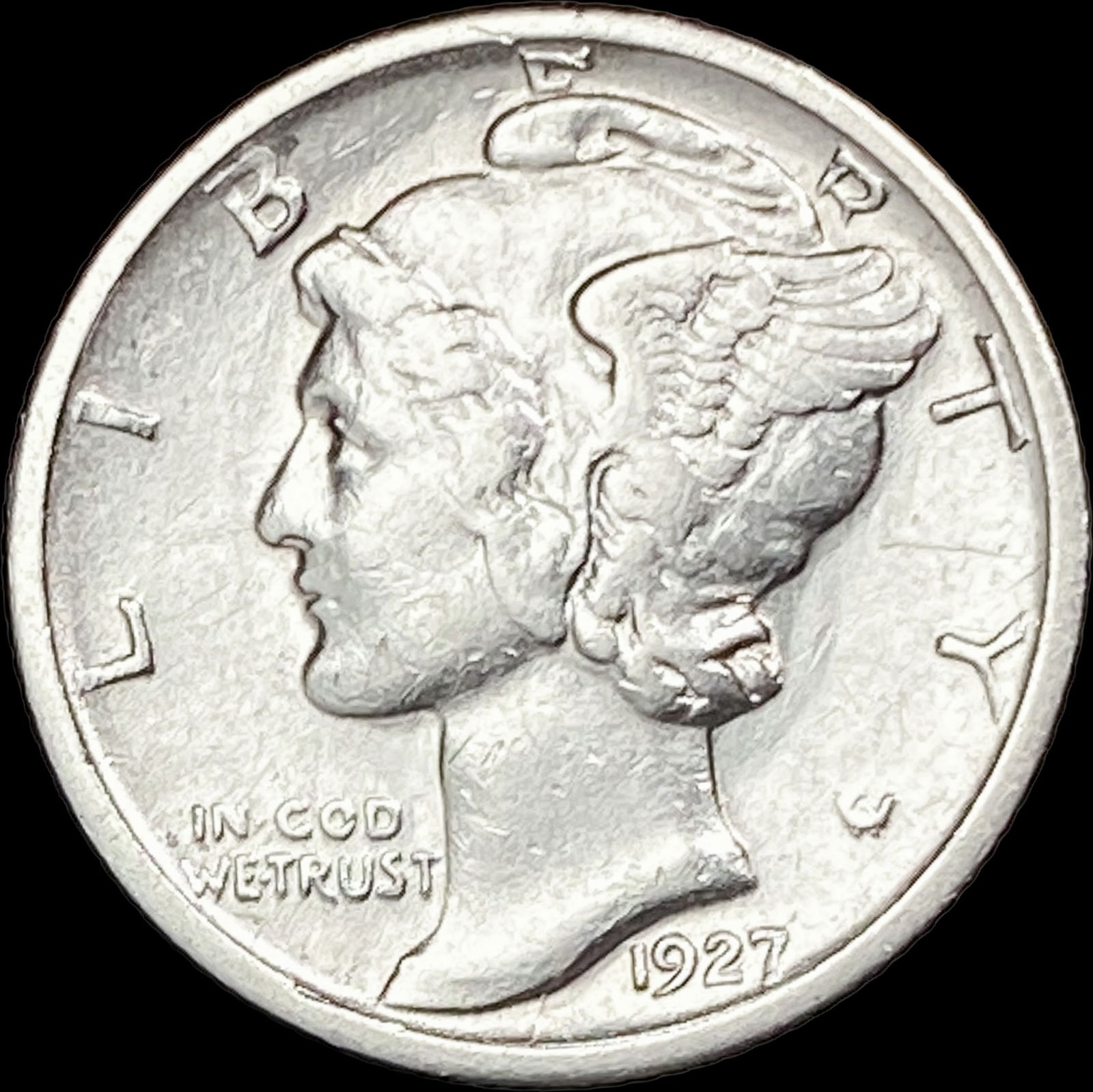 1927-S Silver Mercury Dime NEARLY UNCIRCULATED (1 of 2)