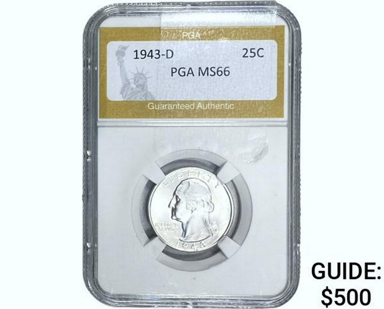 1943-D Washington Silver Quarter PGA MS66 (1 of 2)