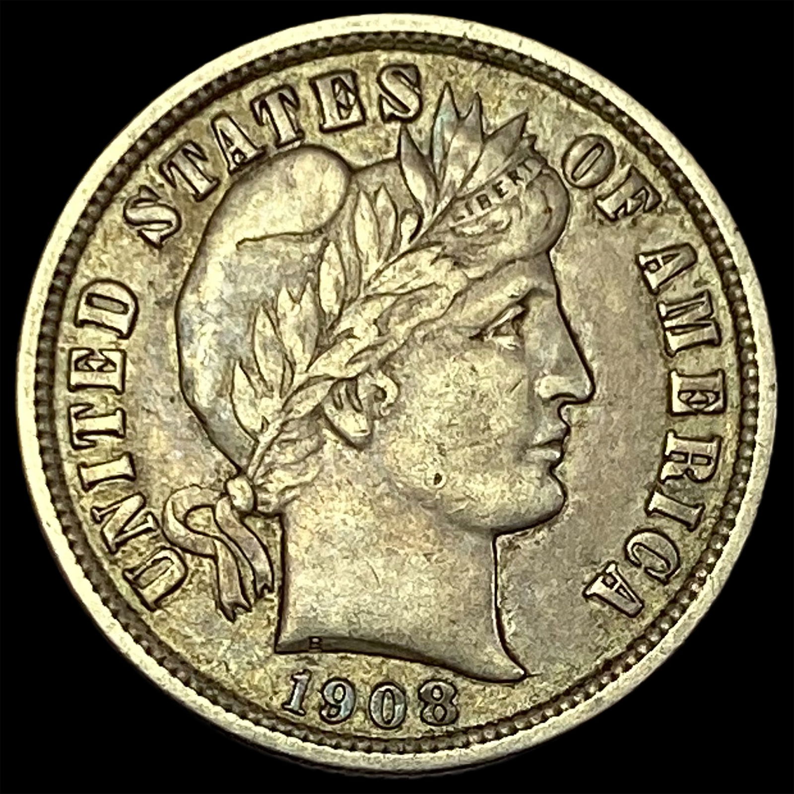 1908-D Silver Barber Dime NEARLY UNCIRCULATED (1 of 2)