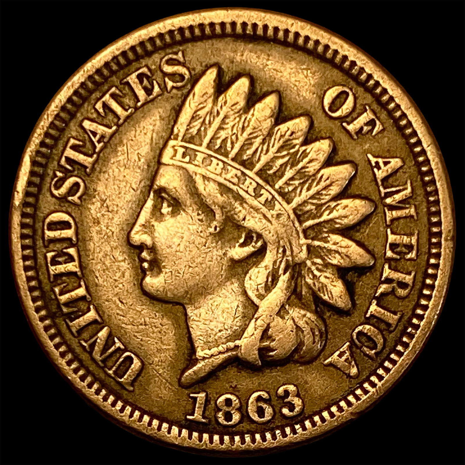 1863 Bronze Indian Head Cent NEARLY UNCIRCULATED (1 of 2)