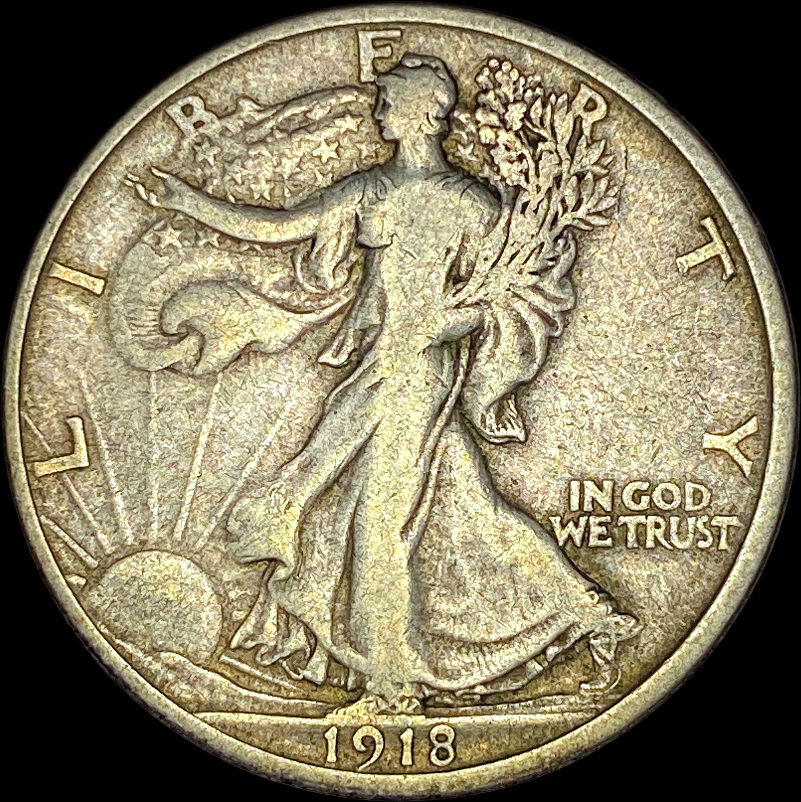 1918-D Silver Walking Liberty Half Dollar LIGHTLY CIRCULATED (1 of 2)