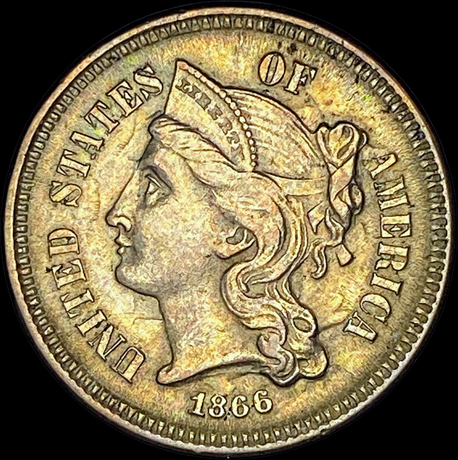 1866 Nickel Three-Cent Piece CLOSELY UNCIRCULATED (1 of 2)