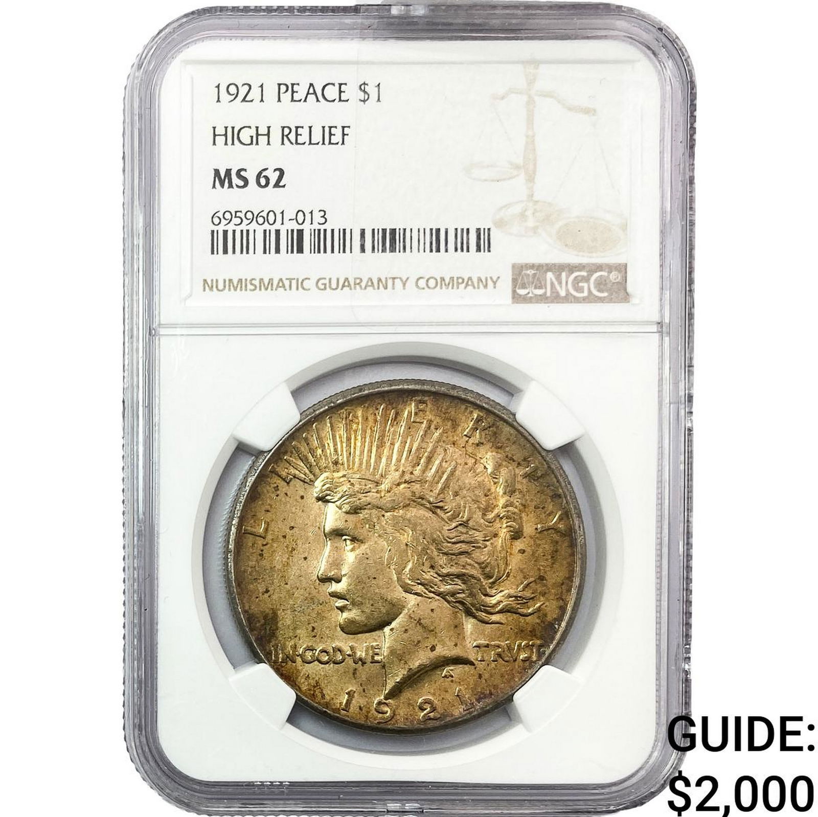 1921 Silver Peace Dollar NGC MS62 High Relief (1 of 2)