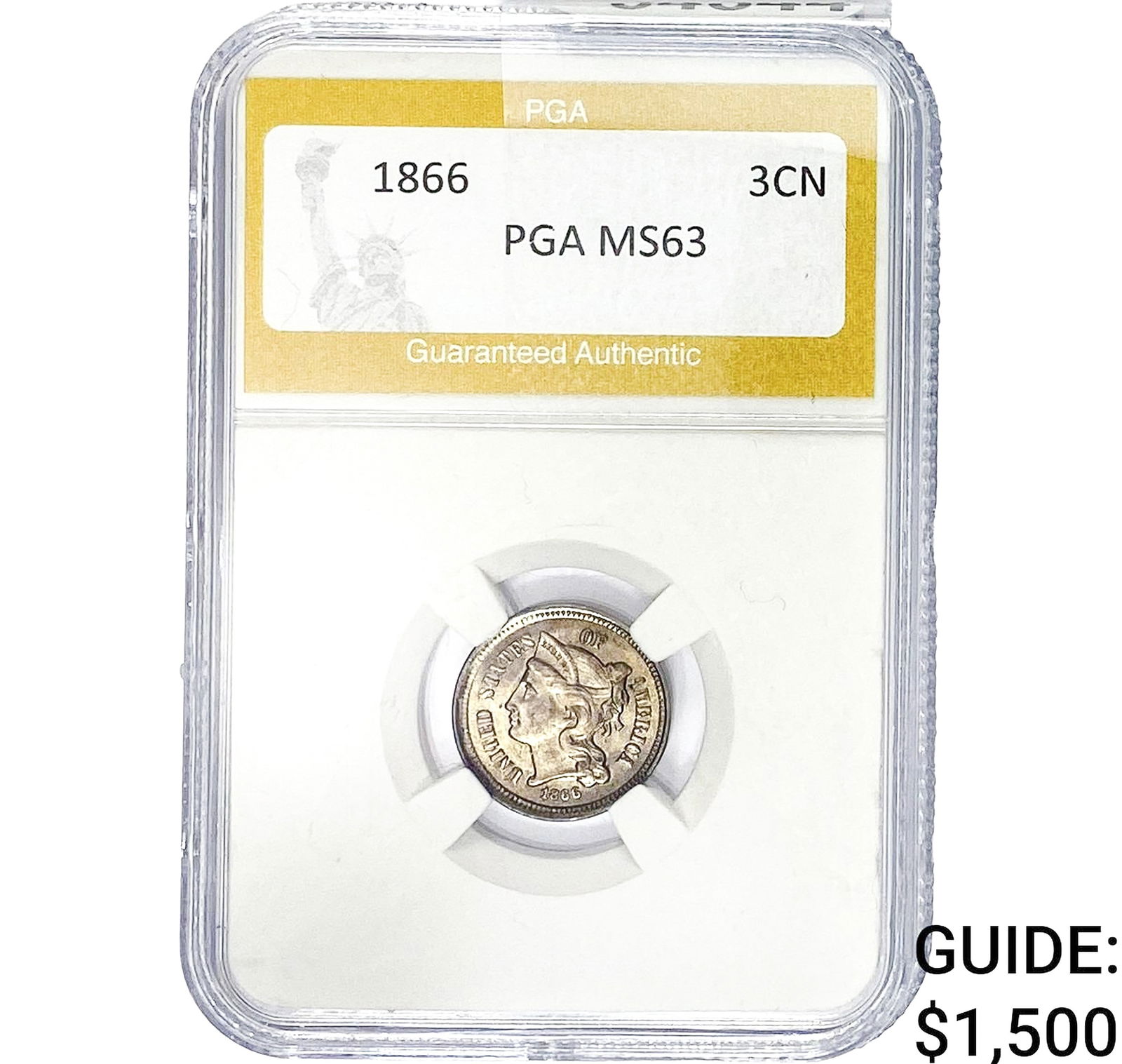 1866 Nickel Three Cent PGA MS63 (1 of 2)