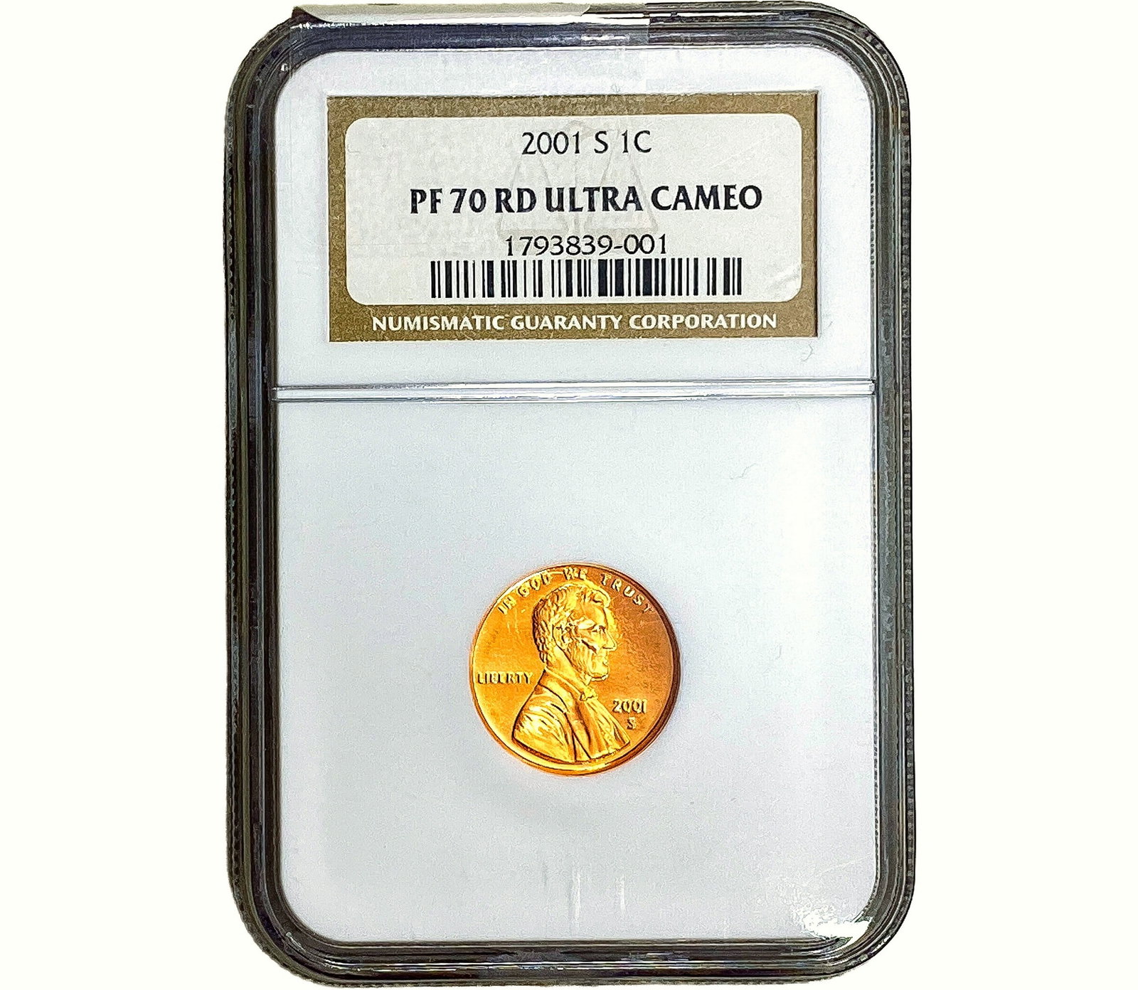 2001-S Lincoln Memorial Cent NGC PF70 RD Ultra Cameo: 2001-S Lincoln Memorial Cent NGC PF70 RD Ultra Cameo