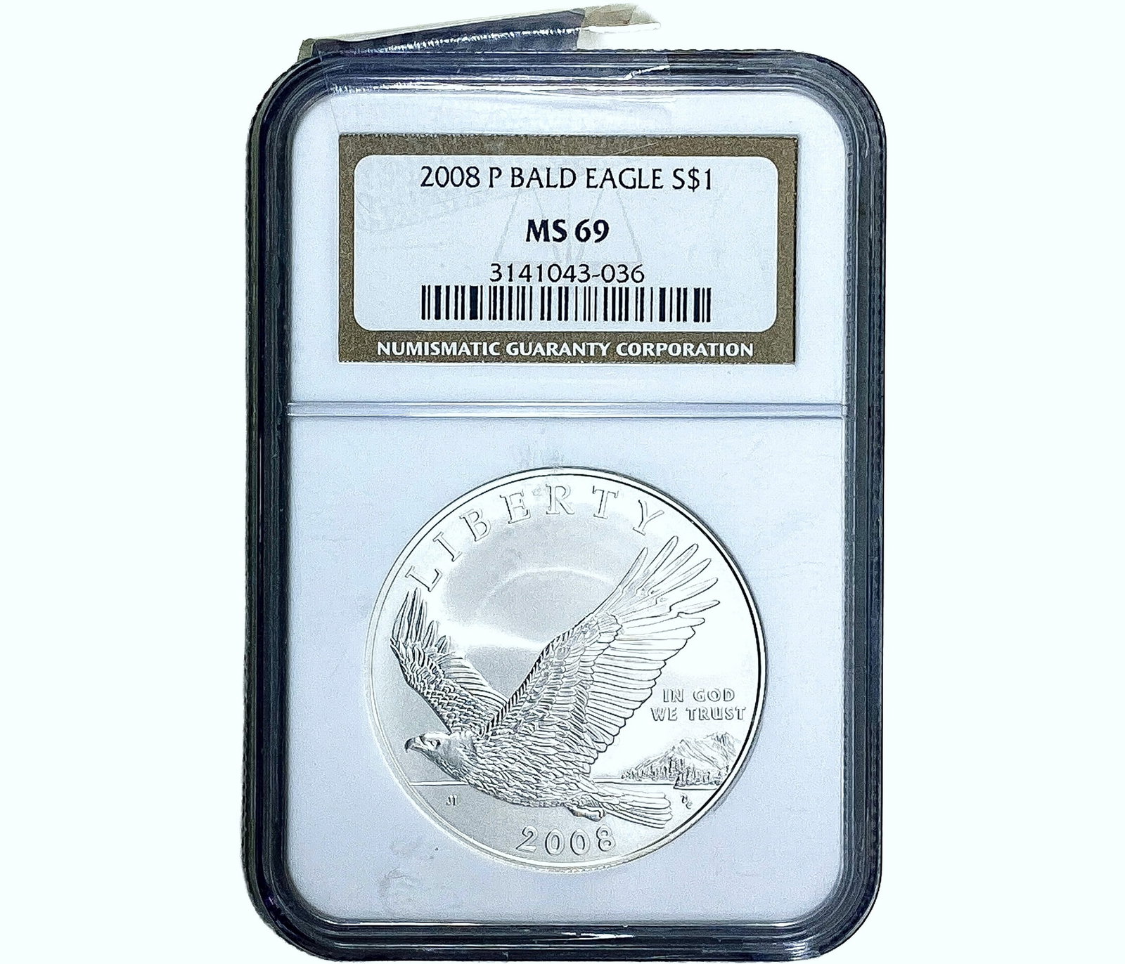 2008 P Bald Eagle Sliver NGC MS69: 2008 P Bald Eagle Sliver NGC MS69