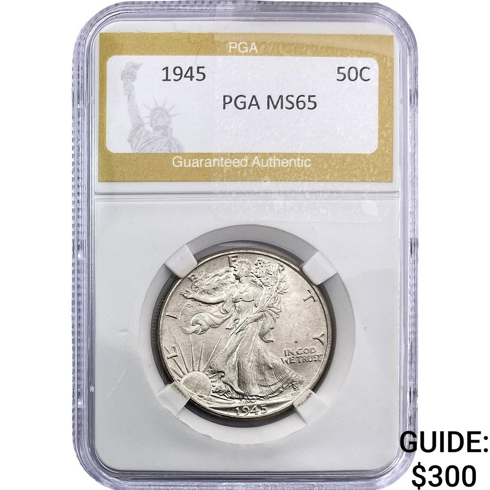 1945 Walking Liberty Half Dollar PGA MS65: 1945 Walking Liberty Half Dollar PGA MS65