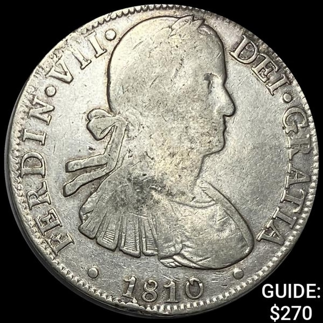 1810Mo HJ Mexico Ferdin VII Silver 8 Reales NEARLY UNCIRCULATED: 1810Mo HJ Mexico Ferdin VII Silver 8 Reales NEARLY UNCIRCULATED