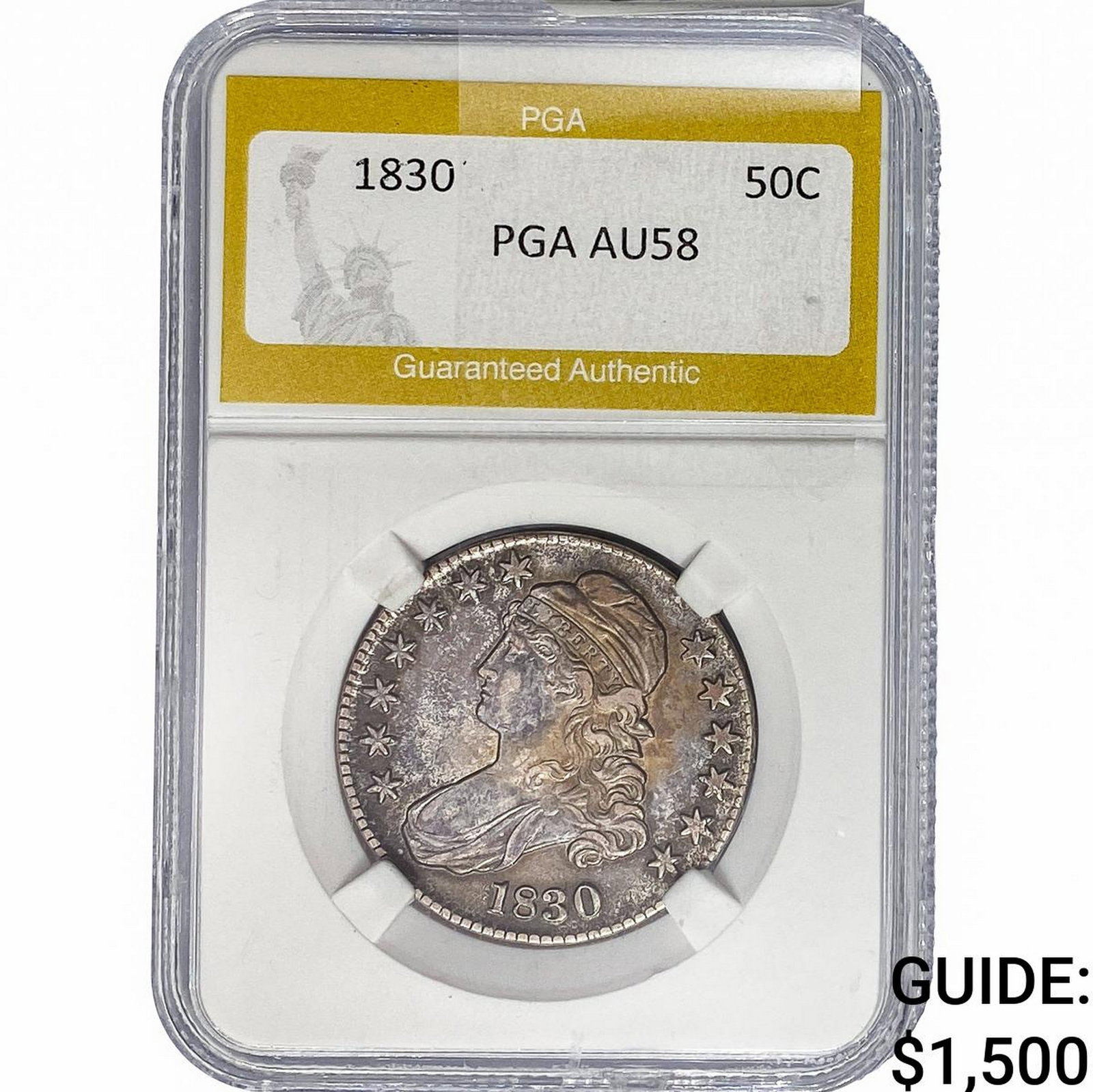 1830 Capped Bust Half Dollar PGA AU58: 1830 Capped Bust Half Dollar PGA AU58