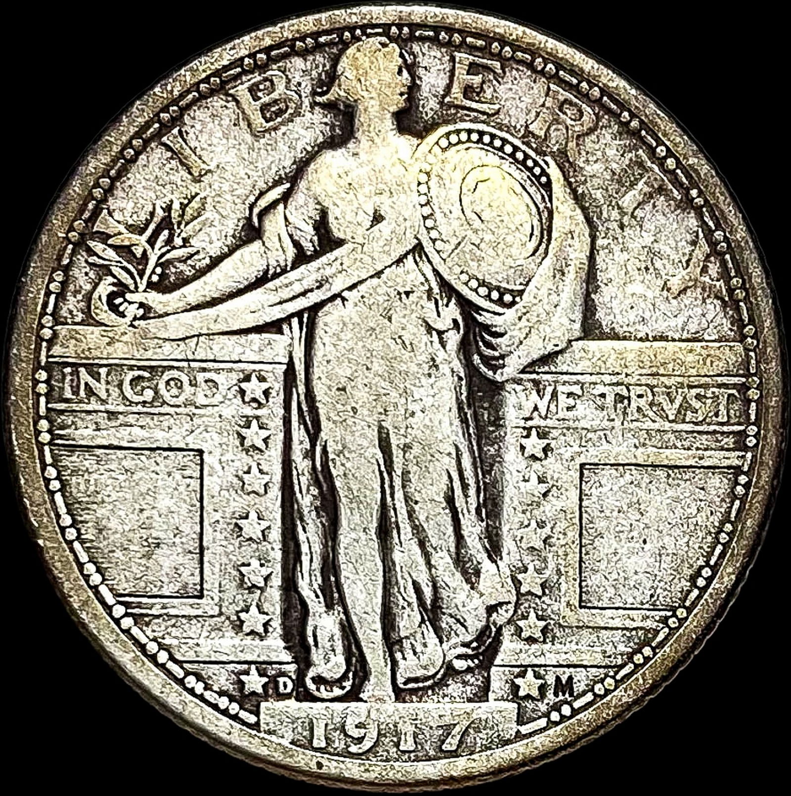 1917-D Type 1 Standing Liberty Quarter NICELY CIRCULATED (1 of 2)