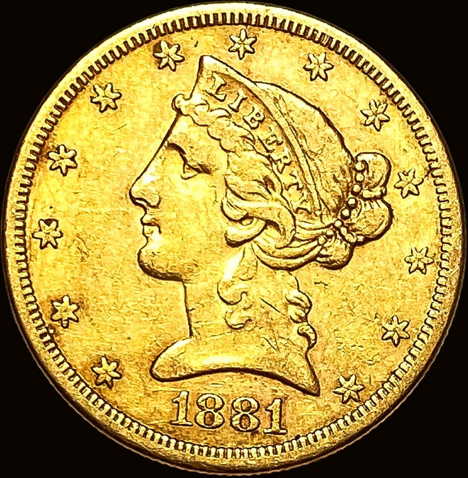 1881-S Gold $5 Half Eagle CLOSELY UNCIRCULATED (1 of 2)