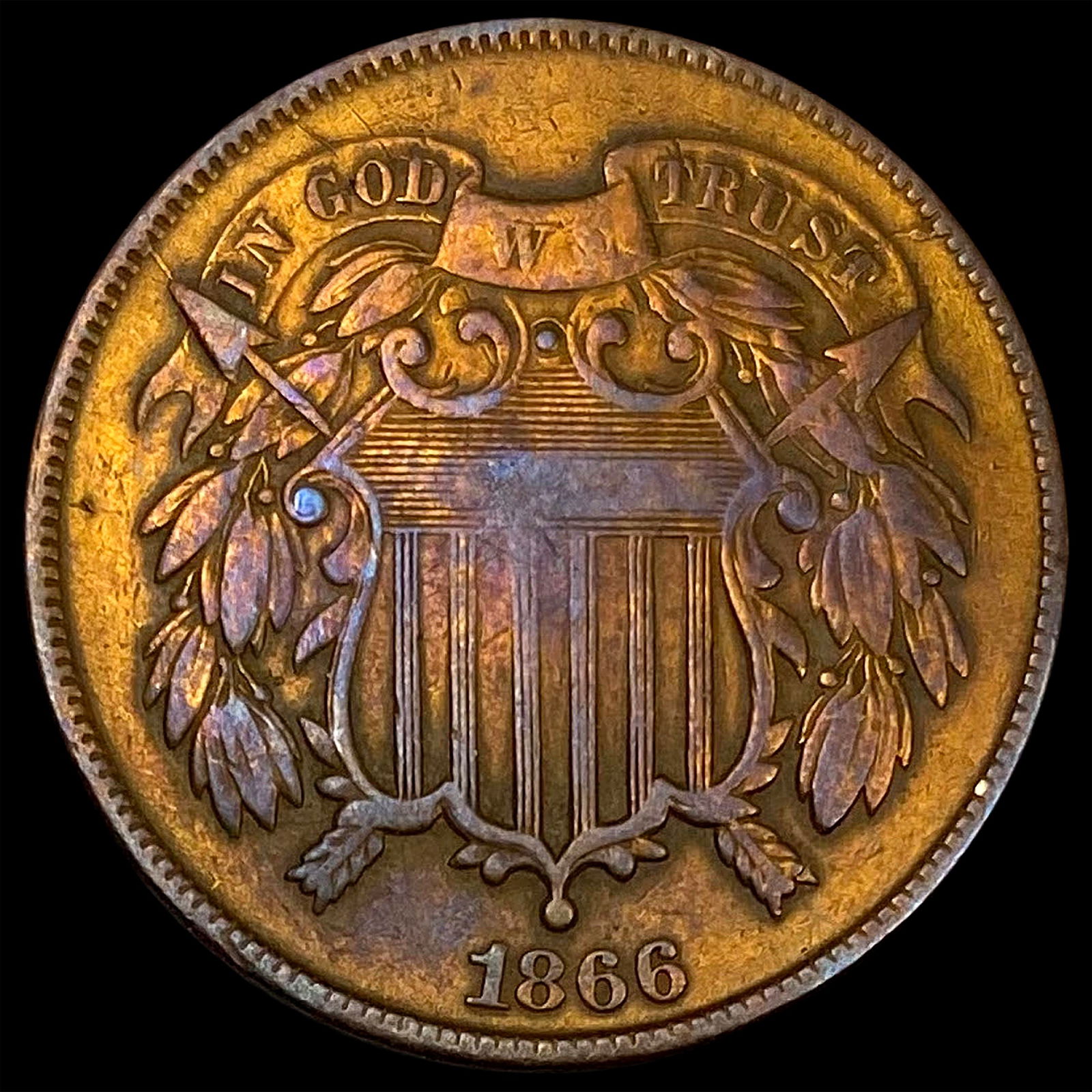 1866 Bronze Two-Cent Piece HIGH GRADE (1 of 2)