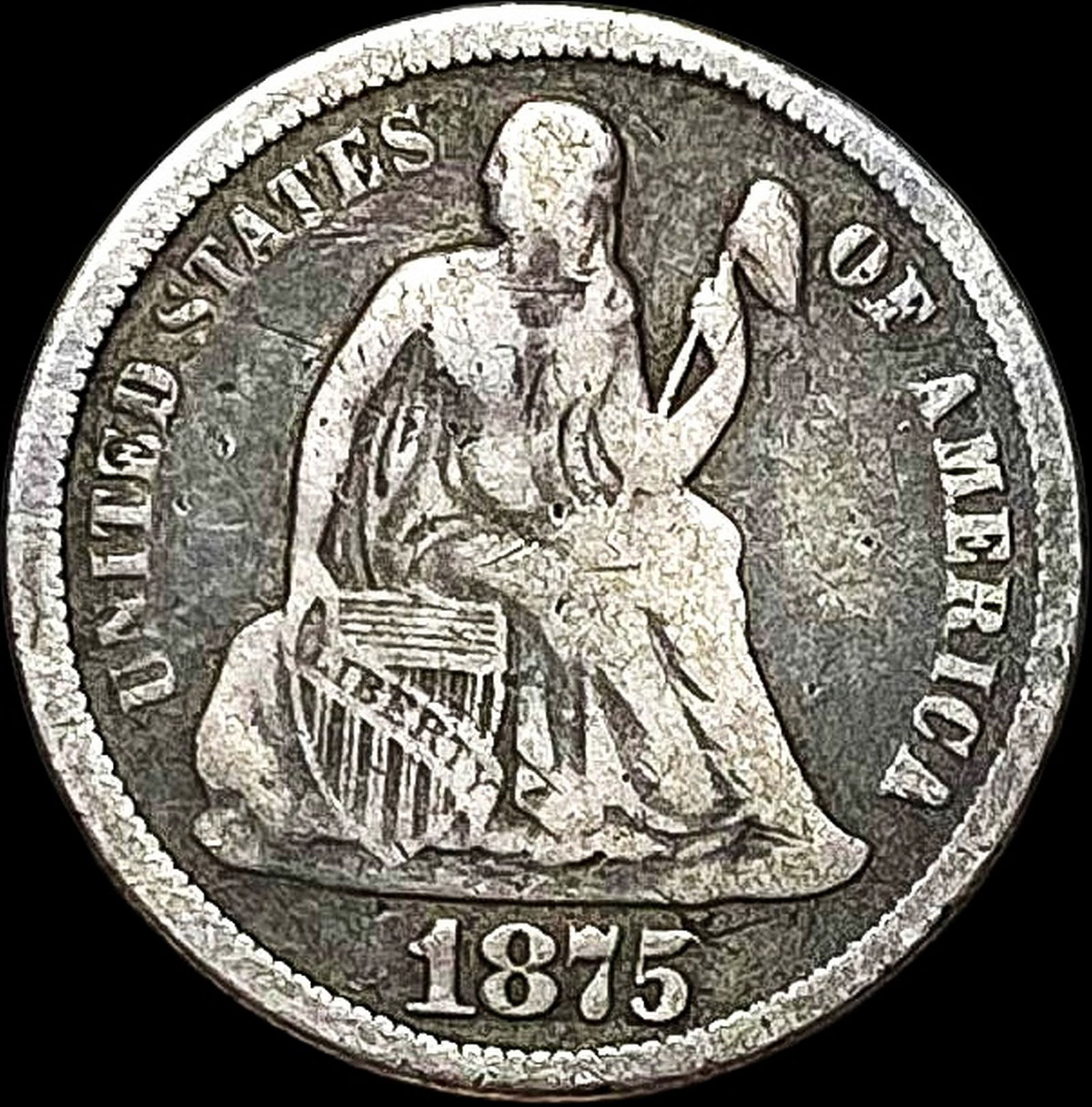 1875-CC Seated Liberty Dime NICELY CIRCULATED (1 of 2)